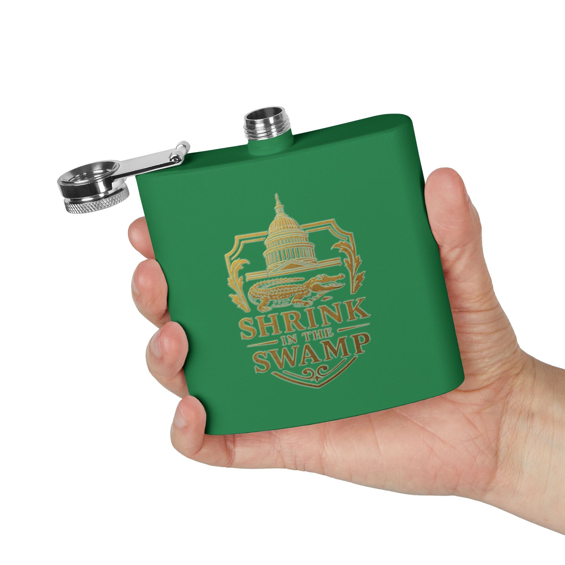 Shrink in the Swamp [TM] Stainless Steel Flask - Sweet Baby Jeez Teez
