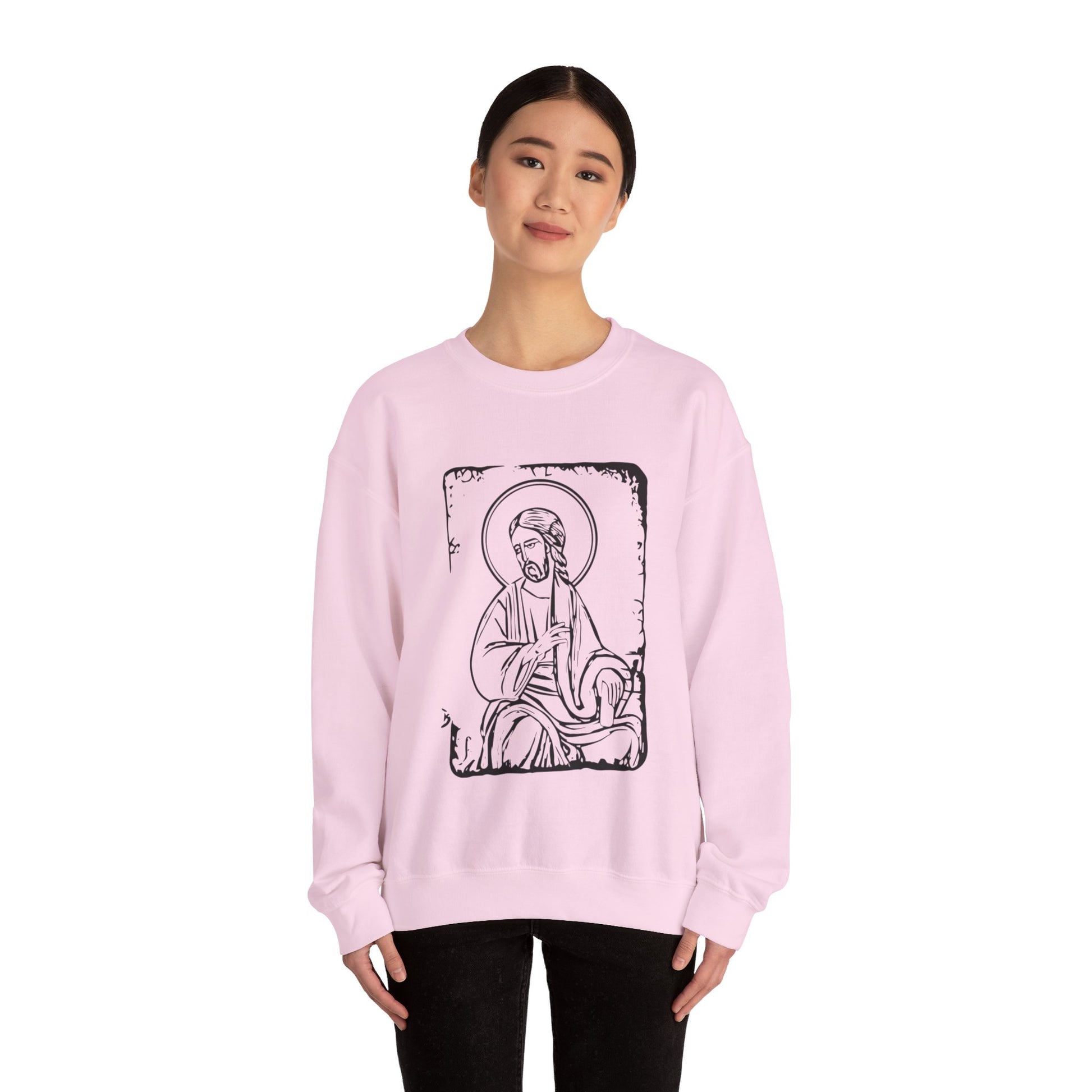 Orthodox Icon Women's Relaxed Sweatshirt (Black Logo) - Sweet Baby Jeez Teez