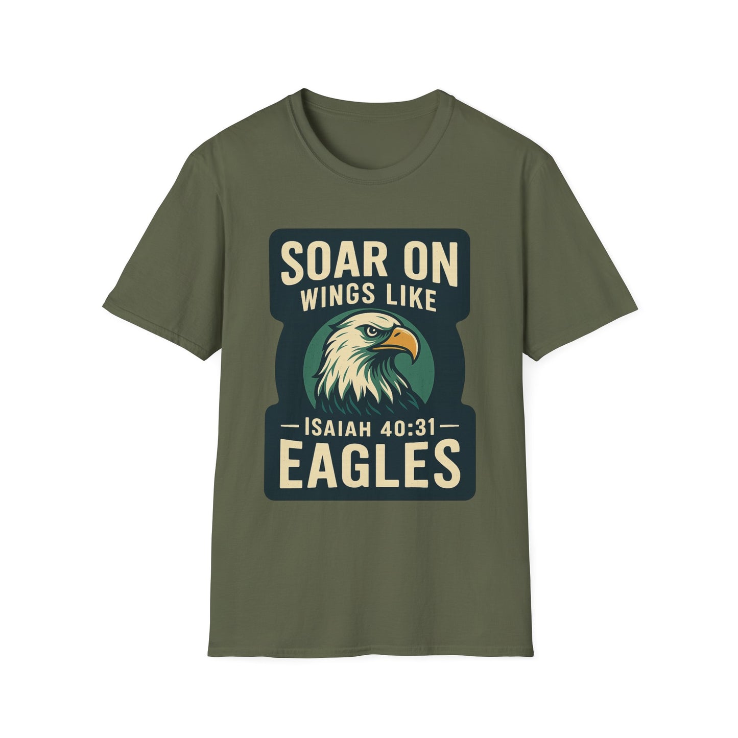 "Isiah 40:31" Soar on Wings Bible Verse Softstyle Tshirt