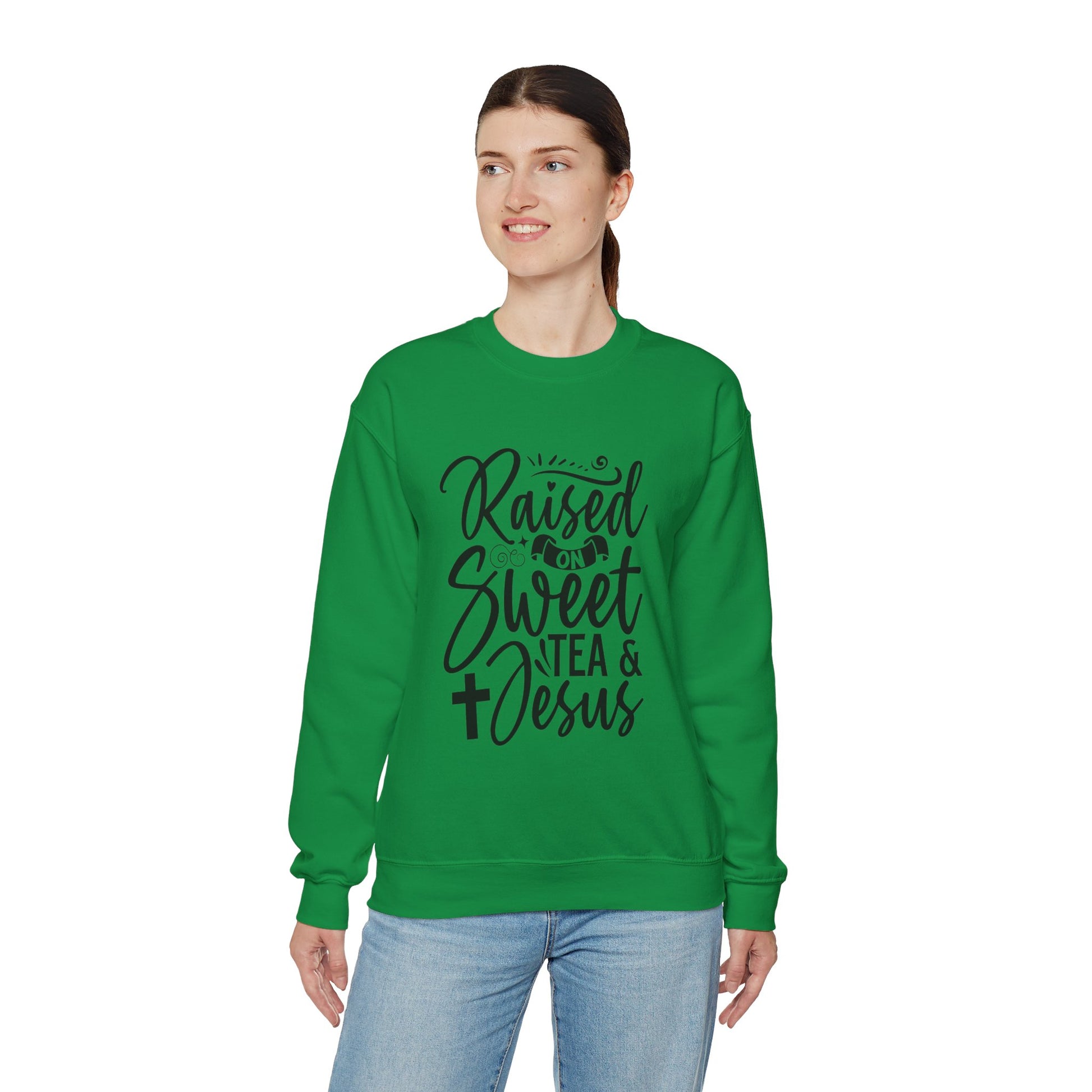 Sweet Tea and Jesus Women's Relaxed Sweatshirt (Black Logo) - Sweet Baby Jeez Teez