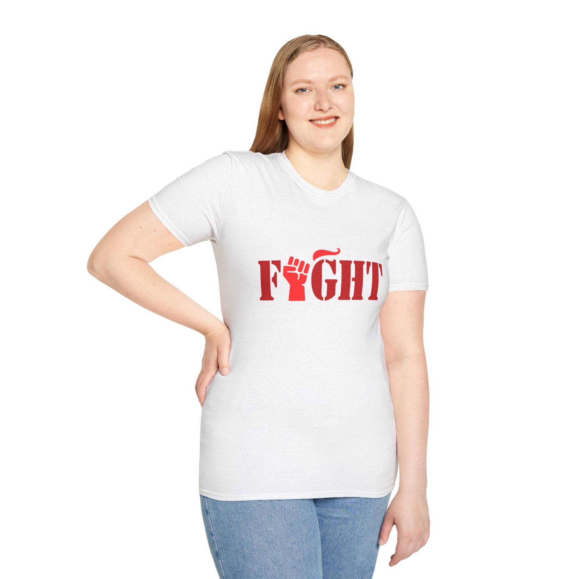 Fight Women's Relaxed/Plus Tshirt (Red Fist Logo) - Sweet Baby Jeez Teez