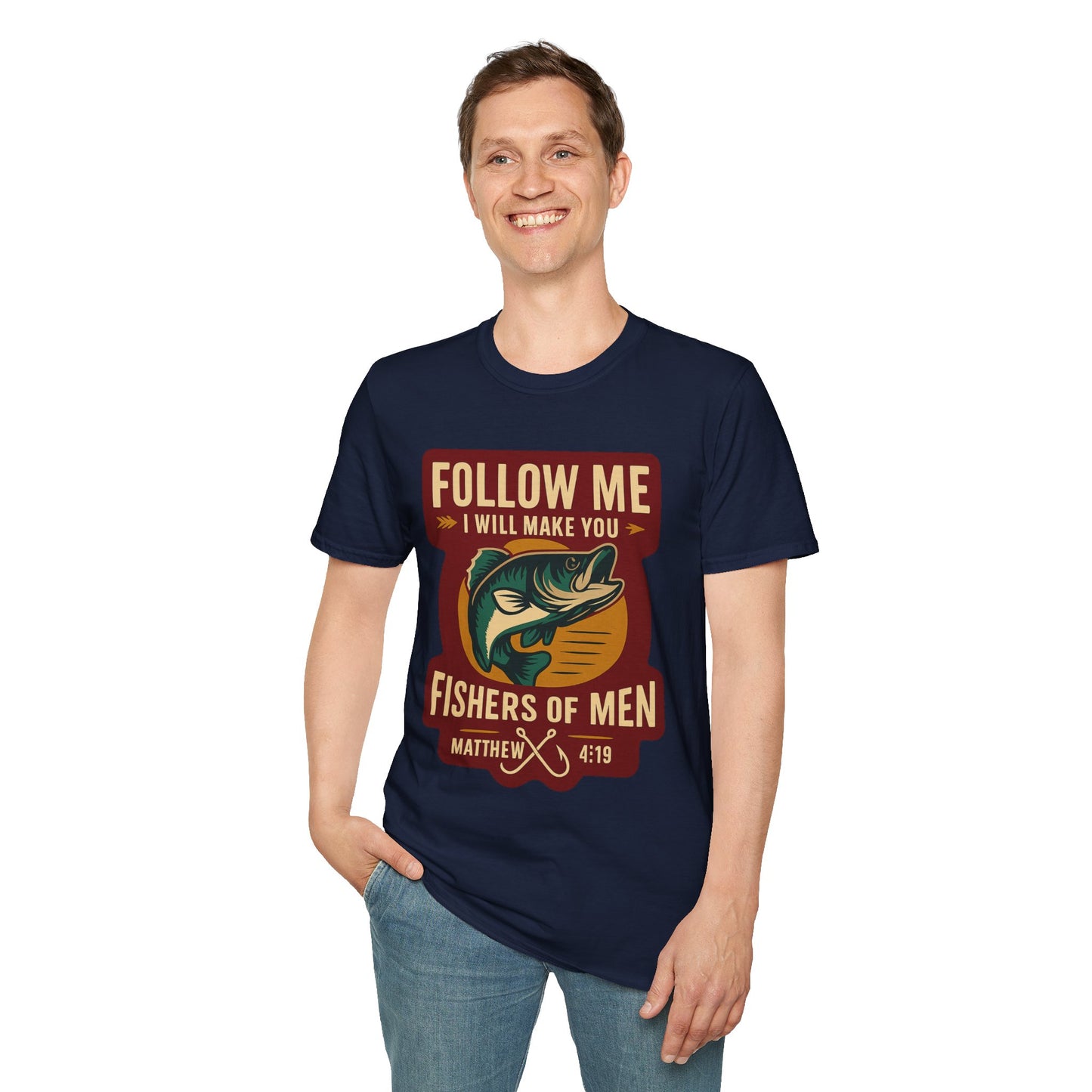 "Follow Me" Bible Verse Unisex Softstyle Tshirt