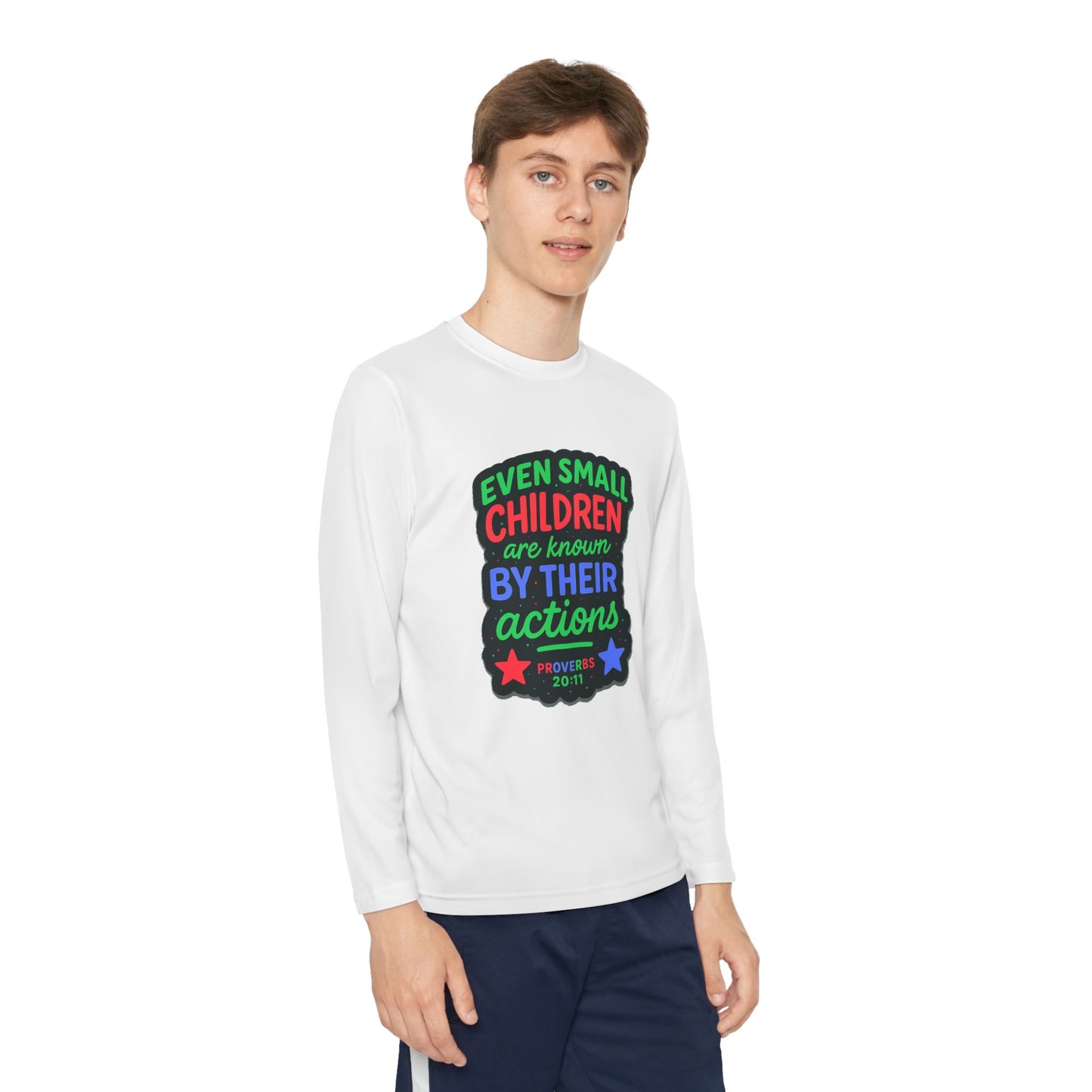 "Even Small Children" Proverbs 20:11 Boy's Bible Verse Long Sleeve Tshirt