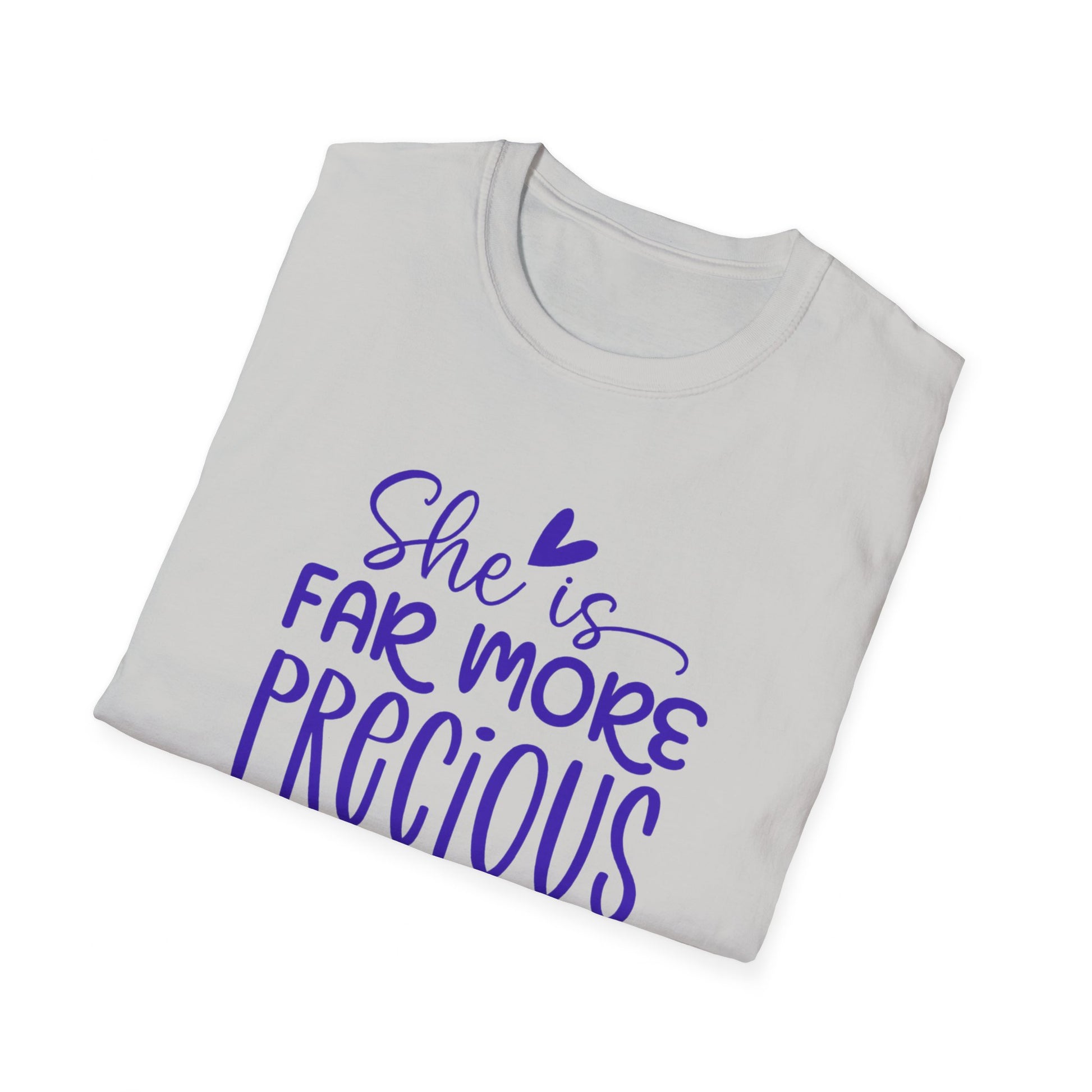 Far More Precious Women's Relaxed/Plus Tshirt (Cobalt Logo) - Sweet Baby Jeez Teez