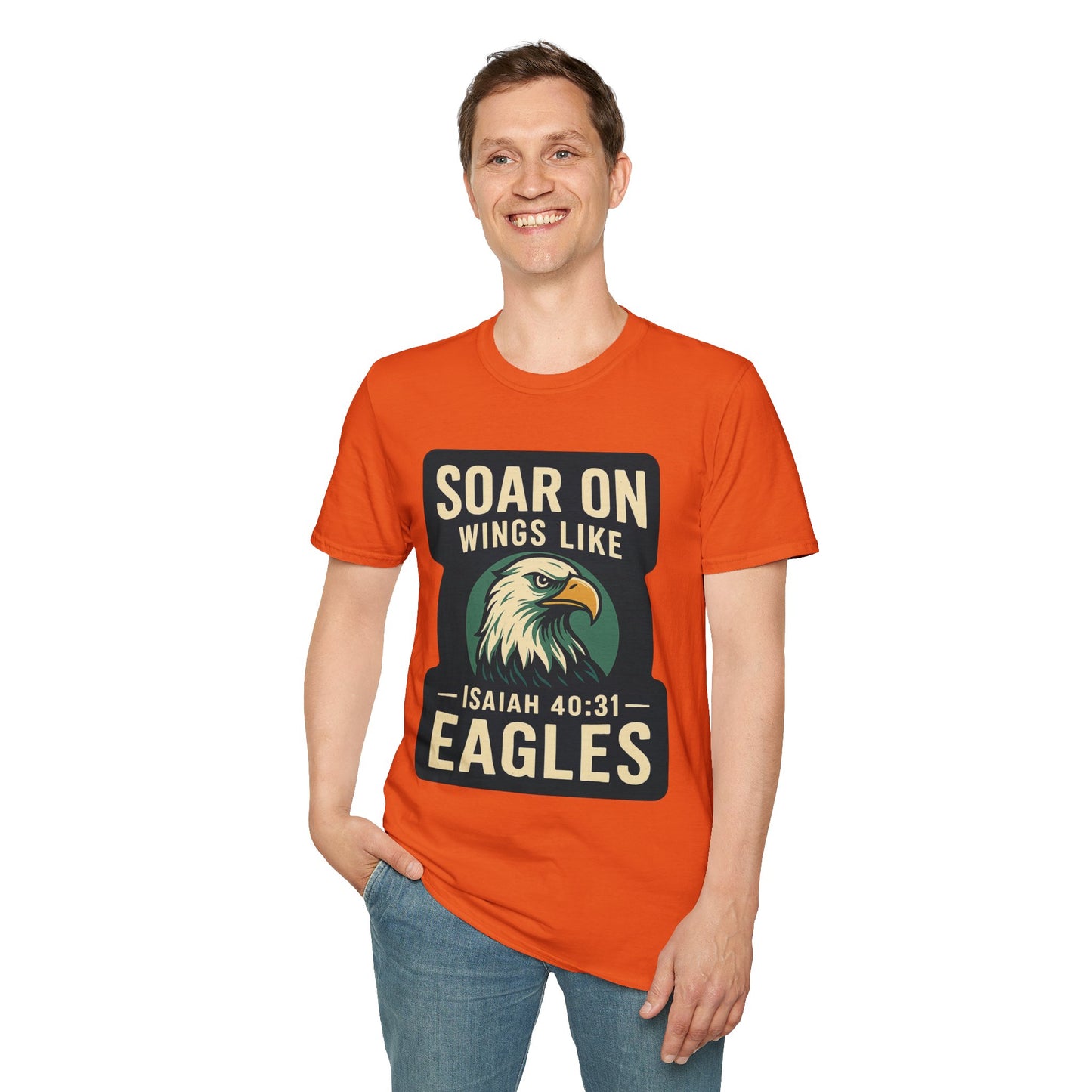 "Isiah 40:31" Soar on Wings Bible Verse Softstyle Tshirt