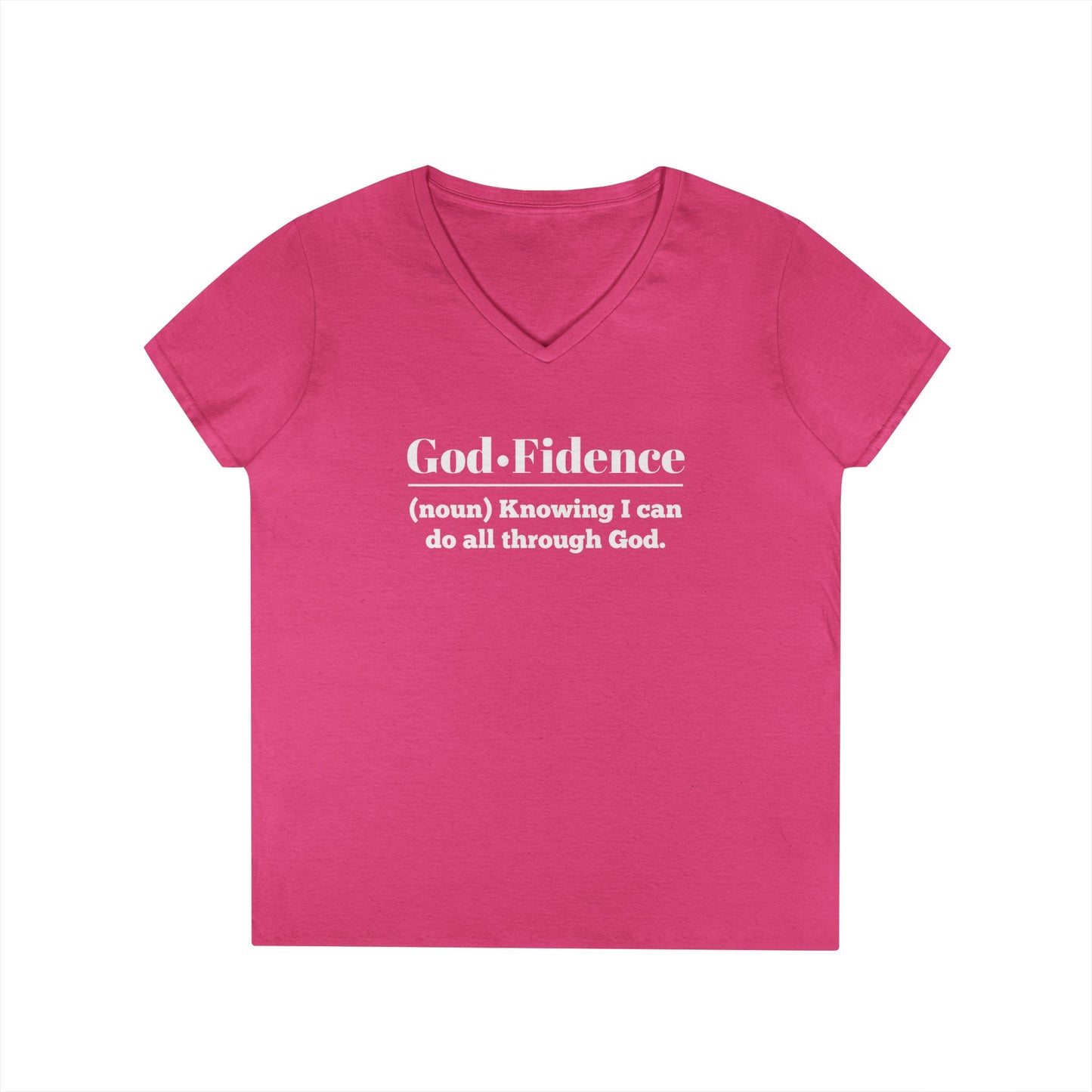 God-Fidence Women's V-Neck T-Shirt - Empowering Faith-Inspired Tee - Sweet Baby Jeez Teez