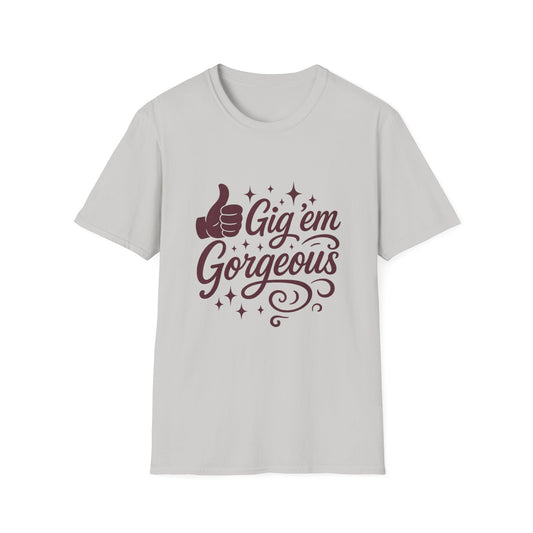 Gig 'em Gorgeous Unisex Softstyle T-Shirt Texas A&M Apparel - Sweet Baby Jeez Teez