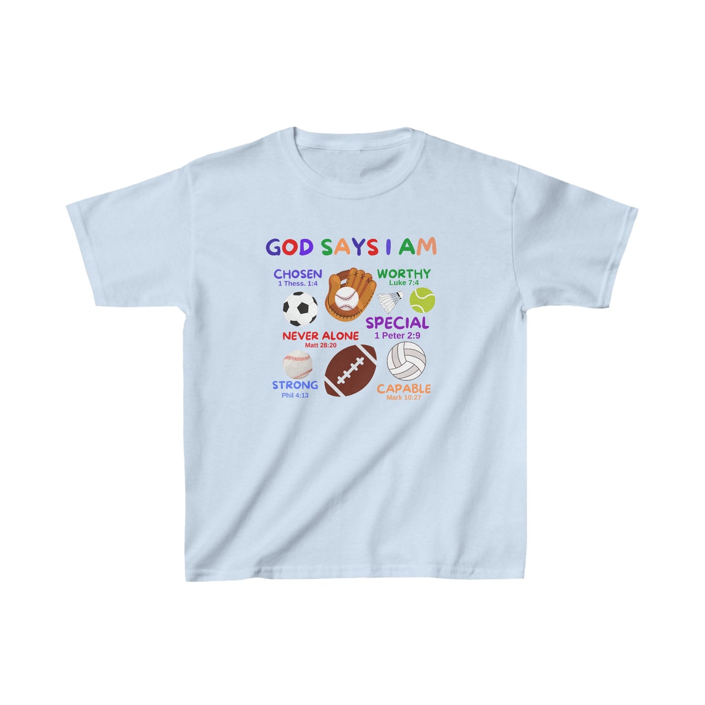 God Says I am Boys Tshirt (Sports Logo) - Sweet Baby Jeez Teez
