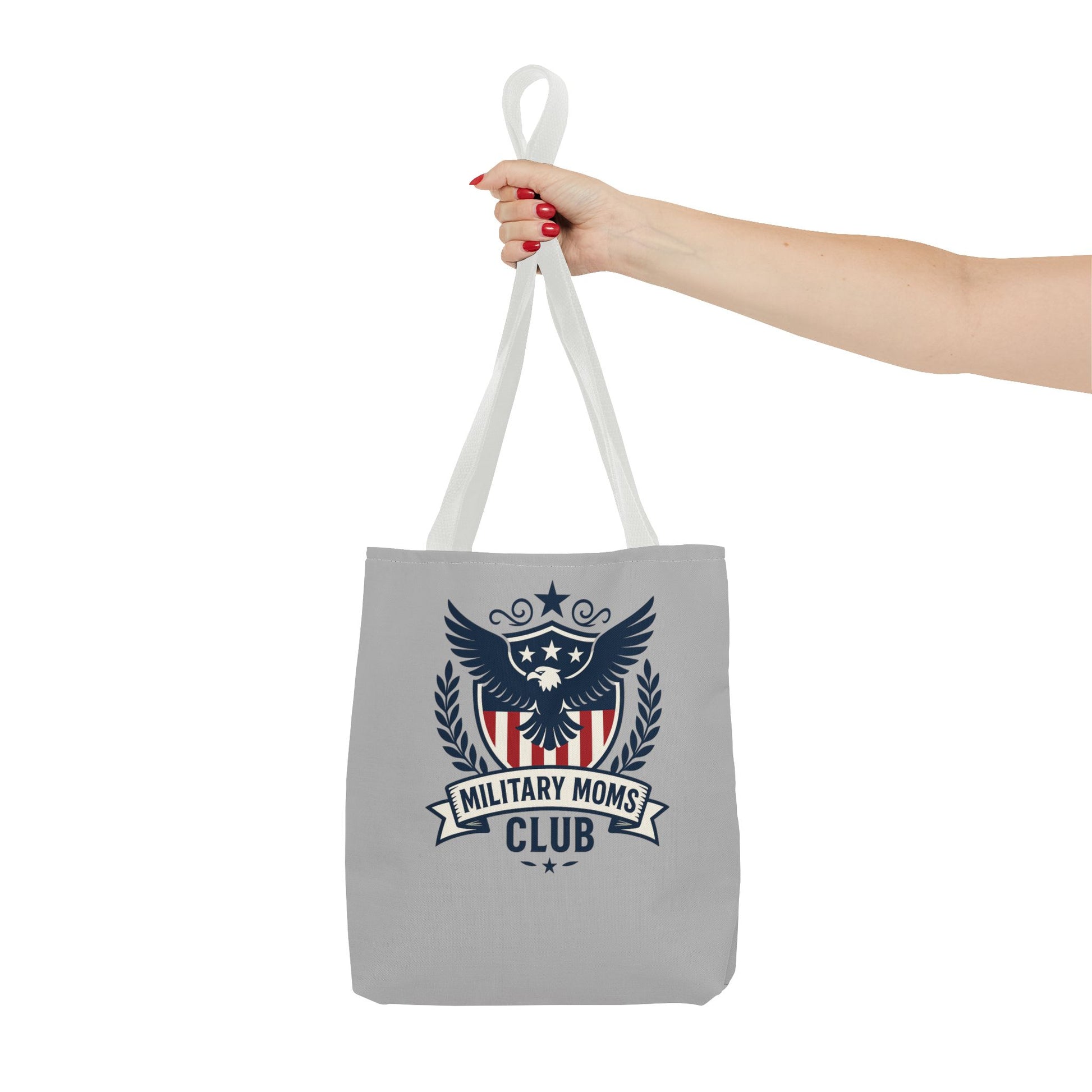 Military Moms Club Tote Bag (Gray with Choice of Handles) - Sweet Baby Jeez Teez