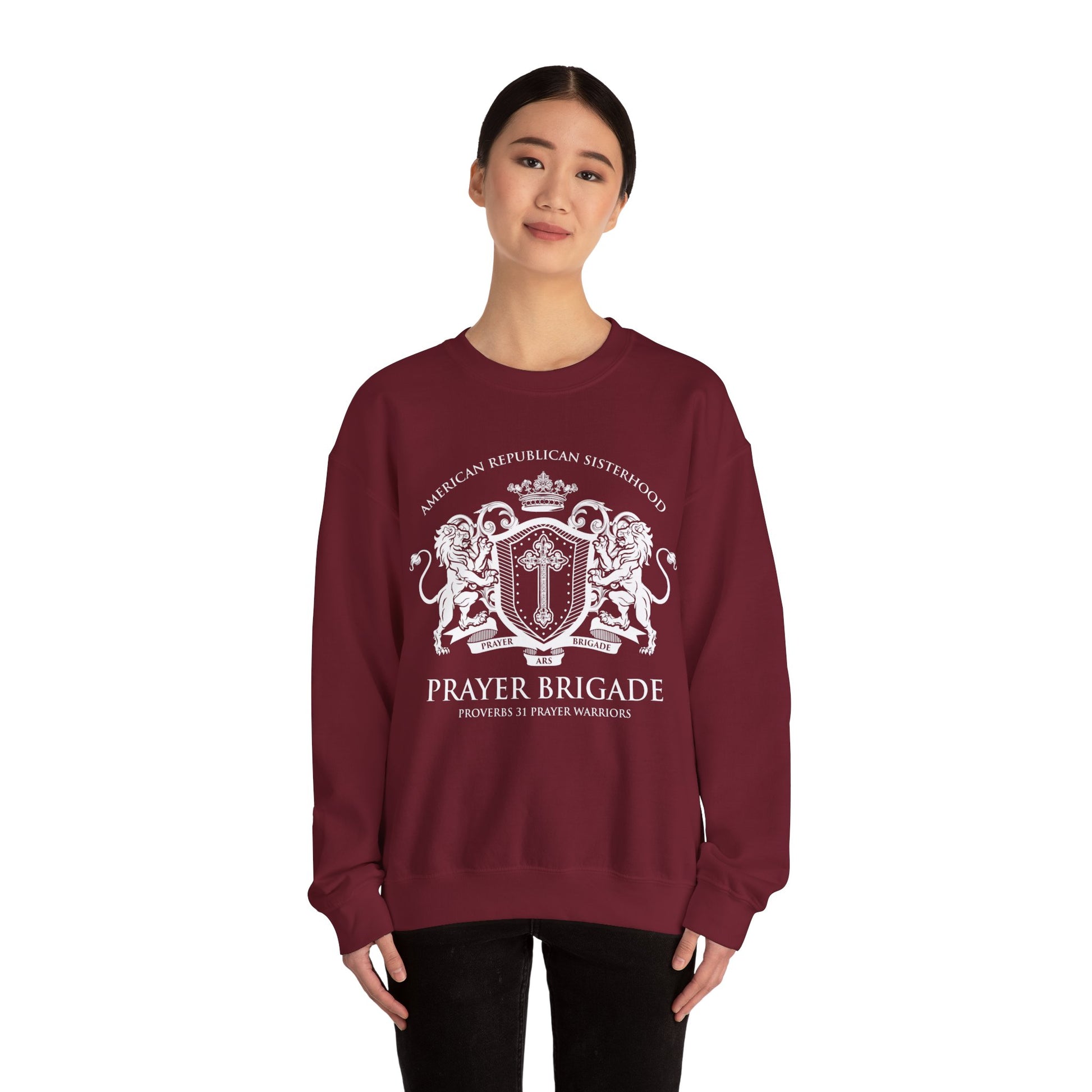 ARS Prayer Brigade UNISEX Sweatshirt (White Logo) - Sweet Baby Jeez Teez