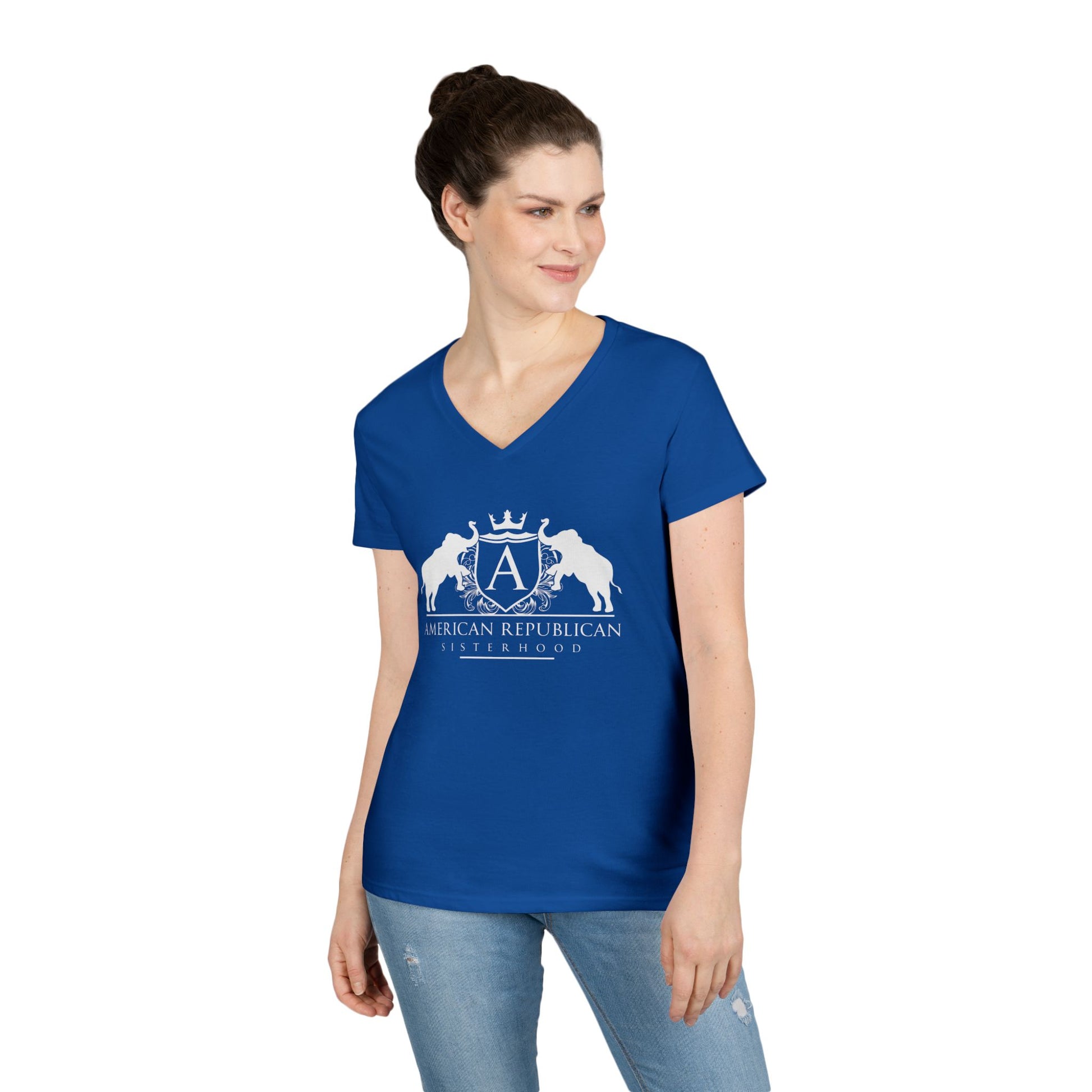 ARS White Logo Women's V-neck Tshirt - Sweet Baby Jeez Teez
