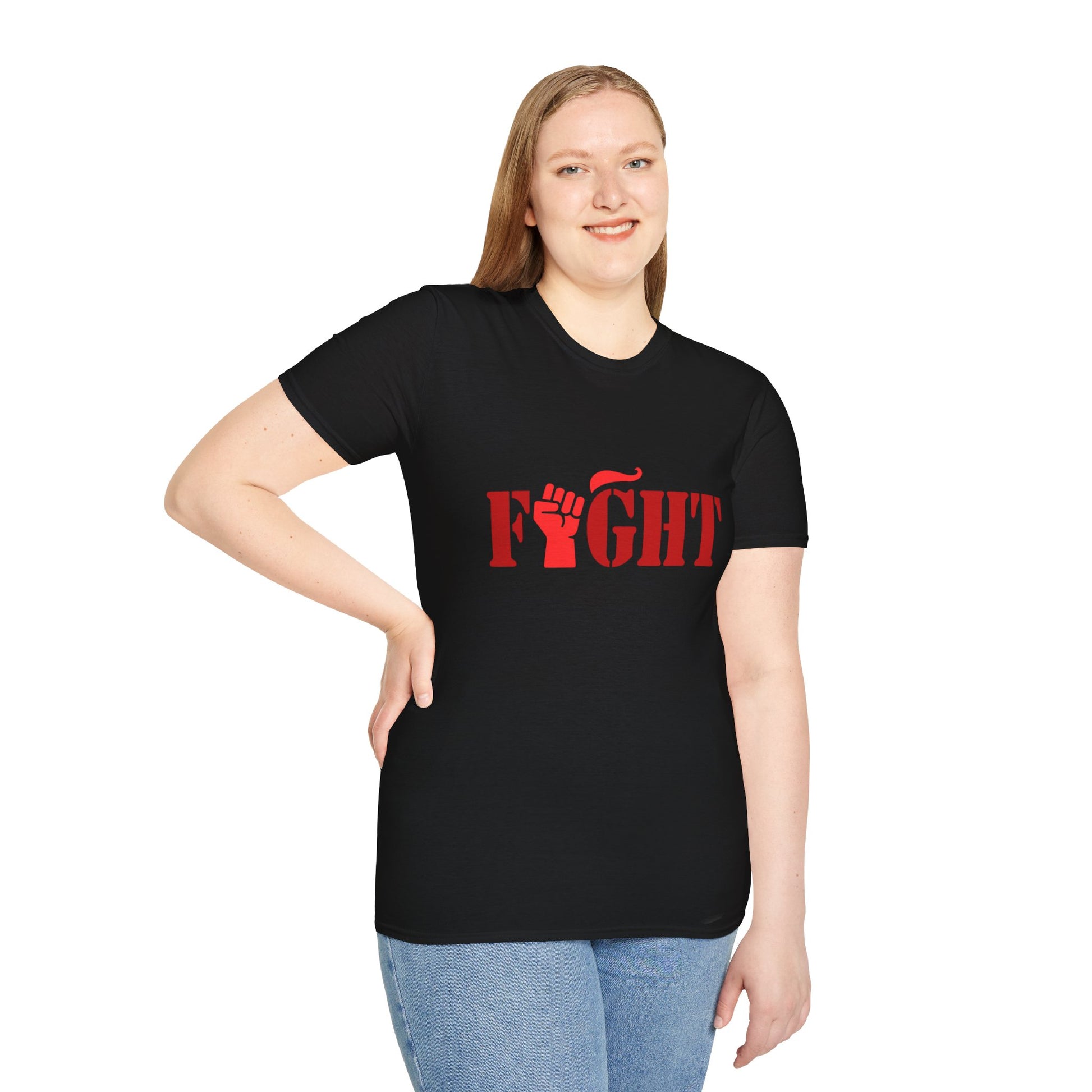Fight Women's Relaxed/Plus Tshirt (Red Fist Logo) - Sweet Baby Jeez Teez