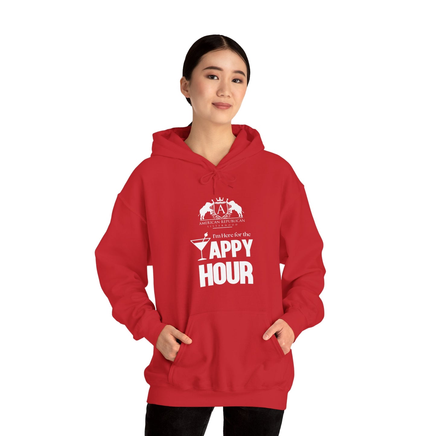 Here for the Yappy Hour Women's Relaxed Hoodie (ARS - White Logo) - Sweet Baby Jeez Teez