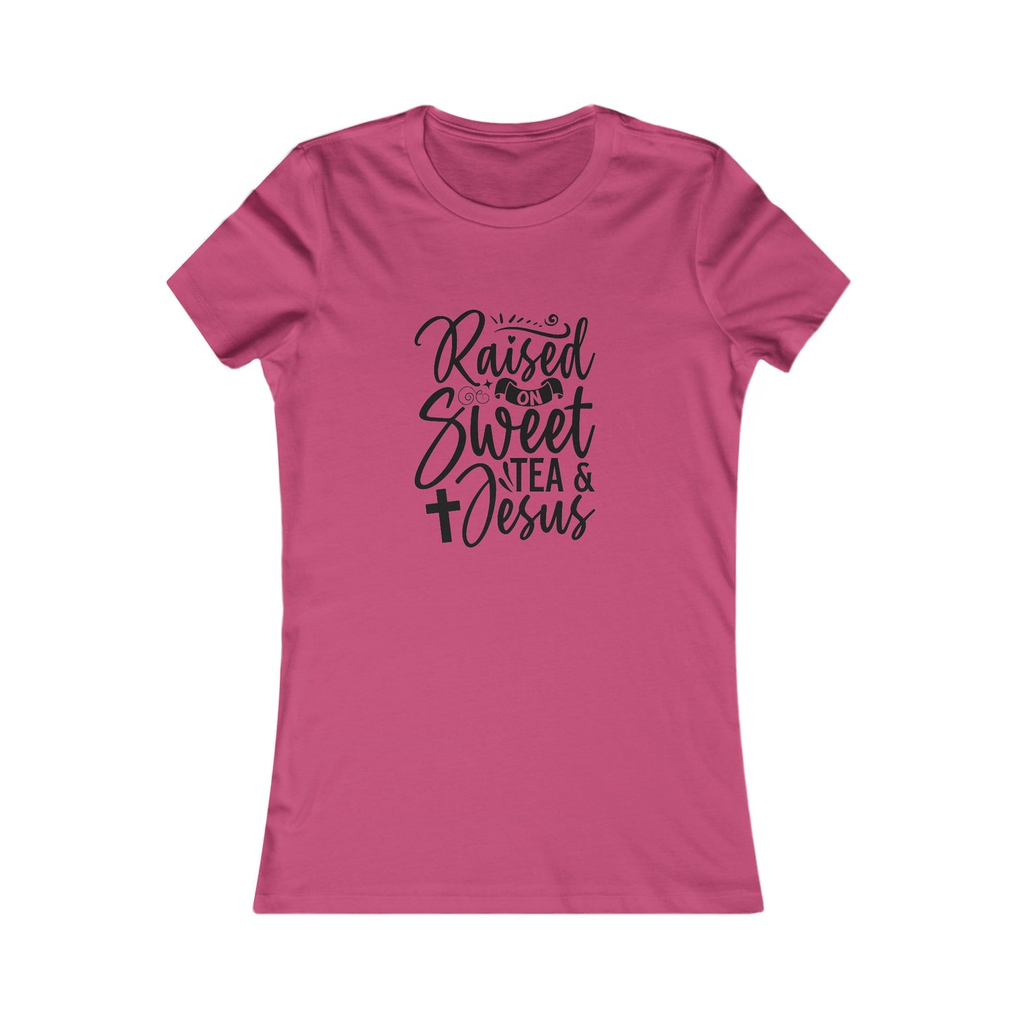 Sweet Tea and Jesus Women's Fitted Tshirt (Black Logo) - Sweet Baby Jeez Teez