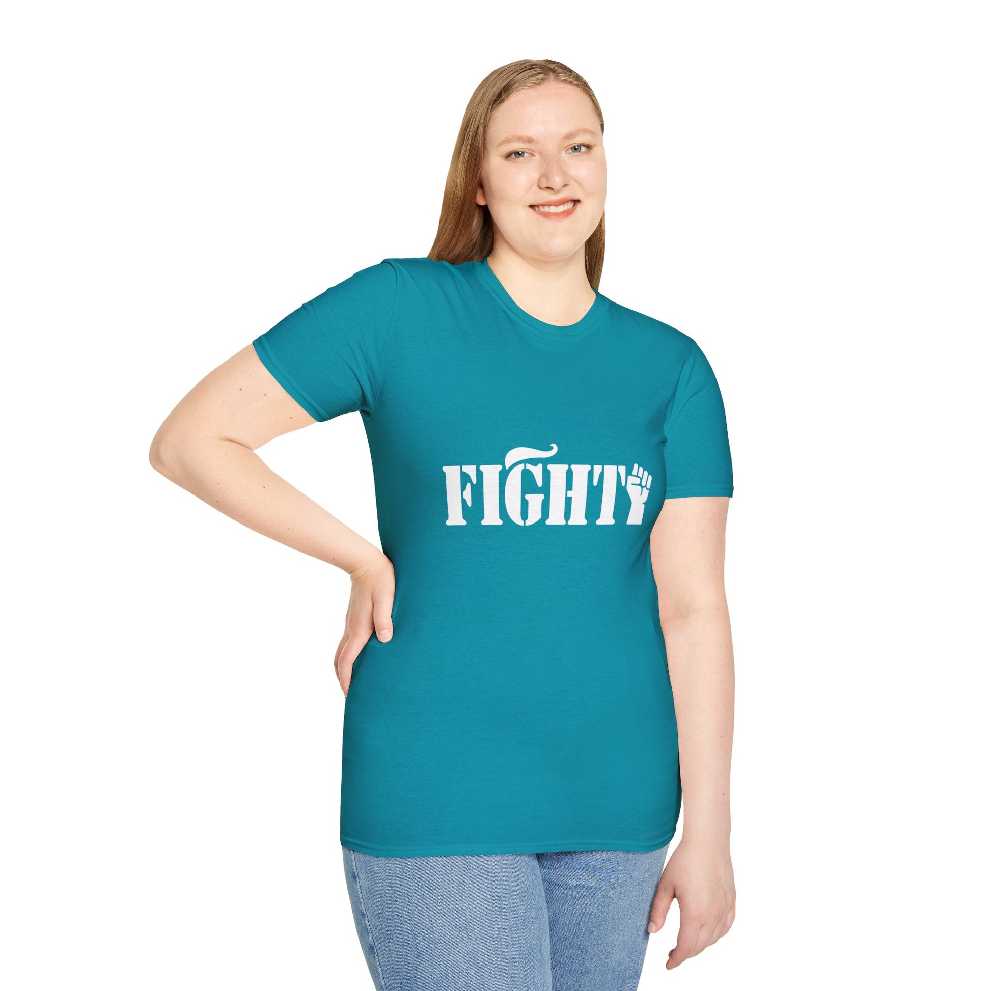 Fight Women's Relaxed/Plus Tshirt (White Fist Logo) - Sweet Baby Jeez Teez
