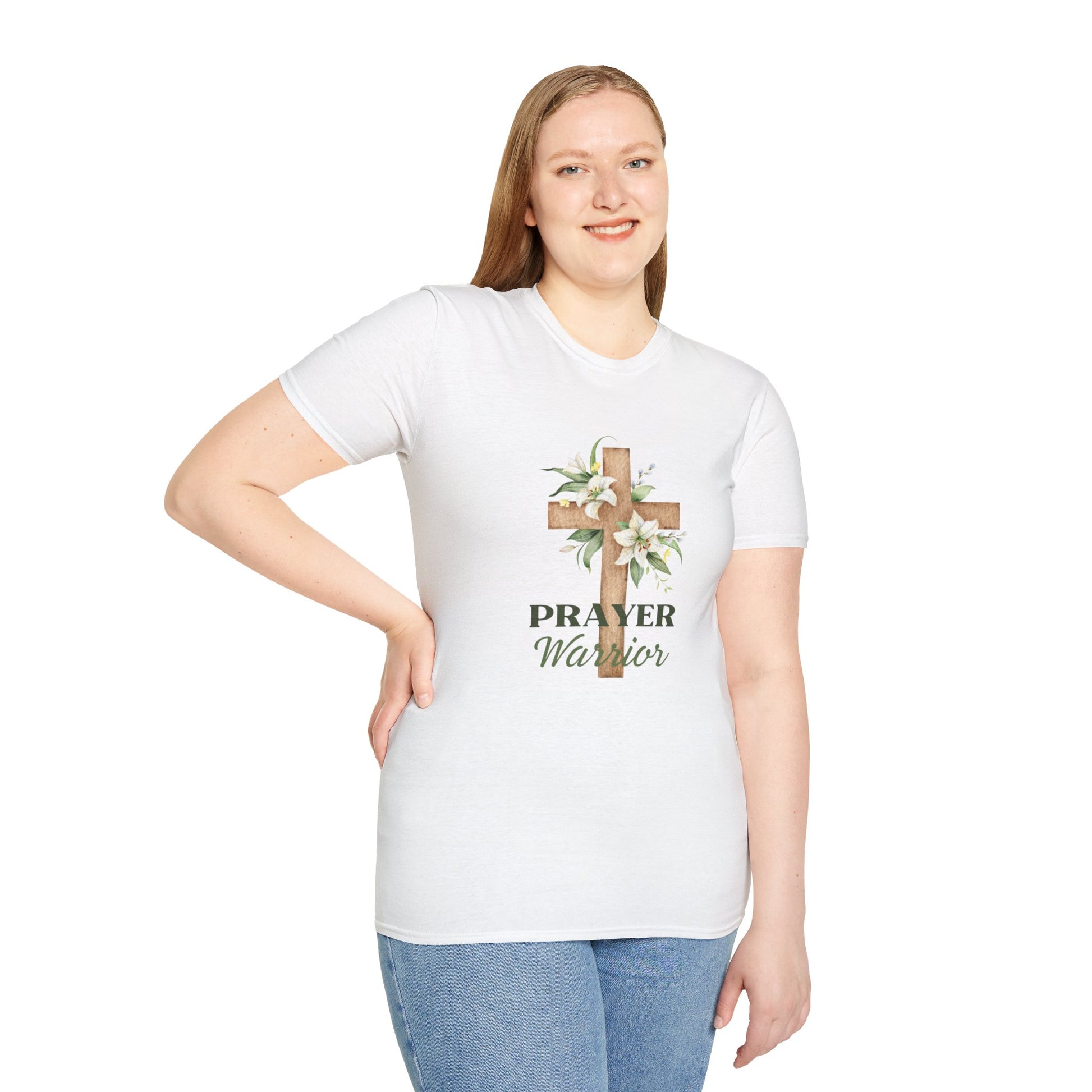 Prayer Warrior Women's Relaxed/Plus Tshirt (Lillies Logo) - Sweet Baby Jeez Teez
