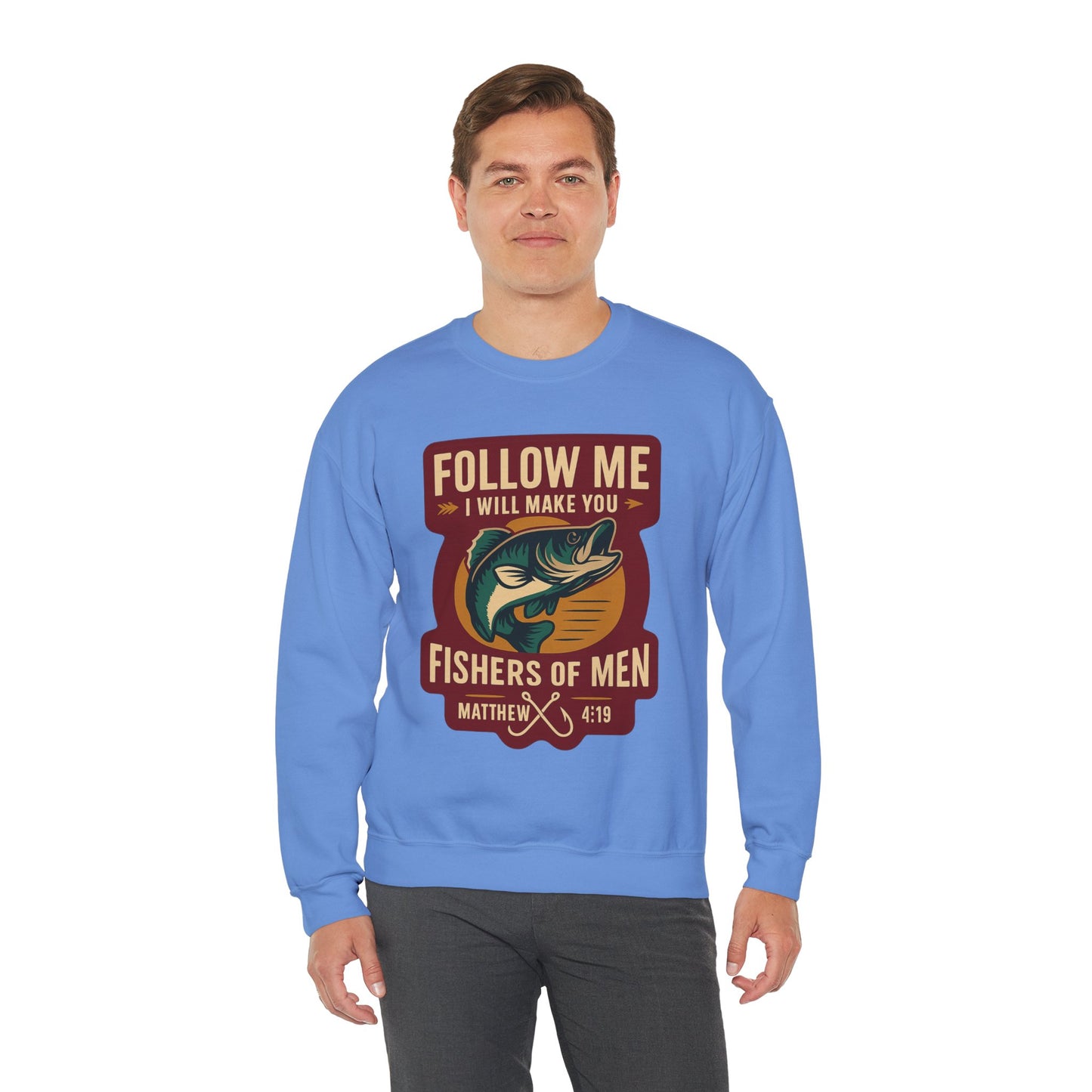 "Follow Me" Fisherman Bible Verse Crewneck Sweatshirt