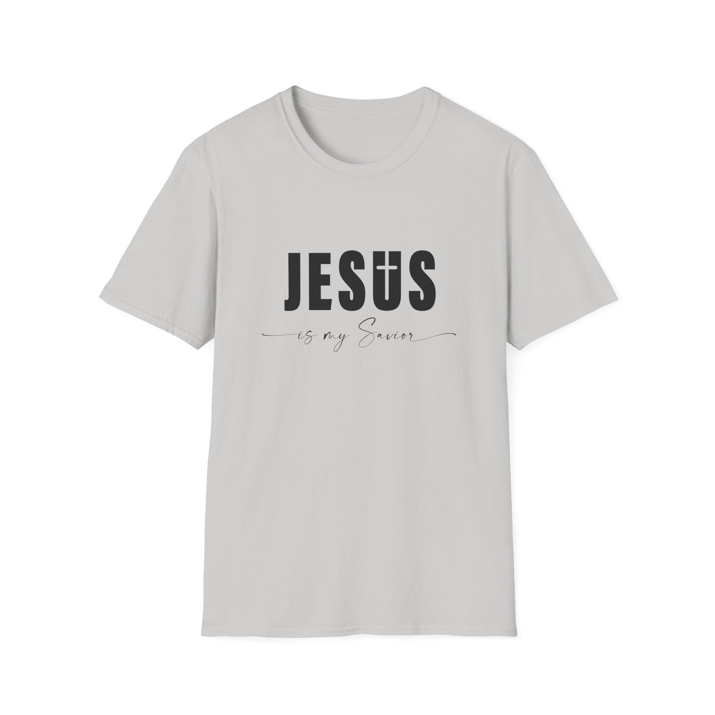 "Jesus is My Savior" Christian Faith Soft T-Shirt (Black Logo)