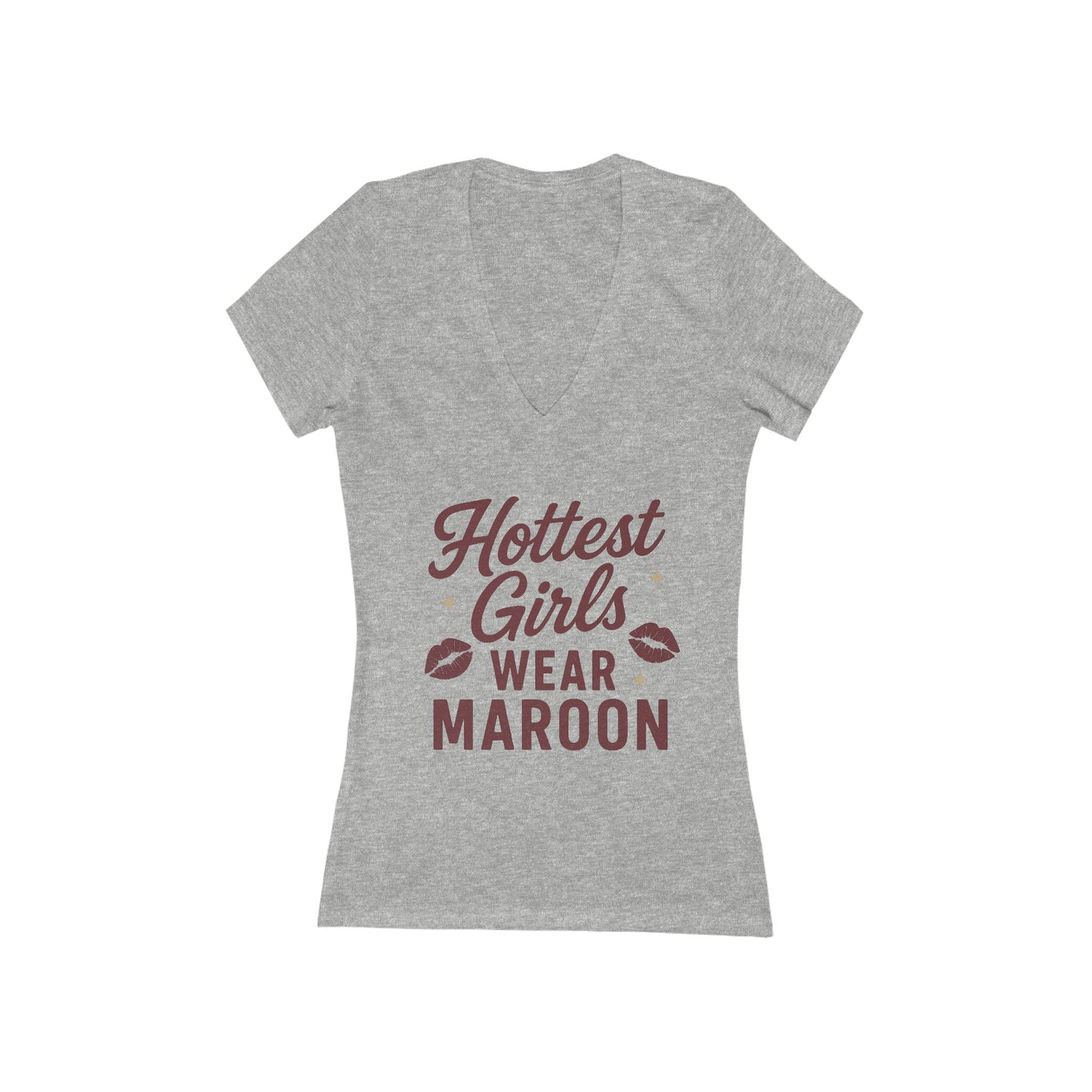 "Hottest Girls Wear Maroon" Women's Deep V-Neck - Sweet Baby Jeez Teez