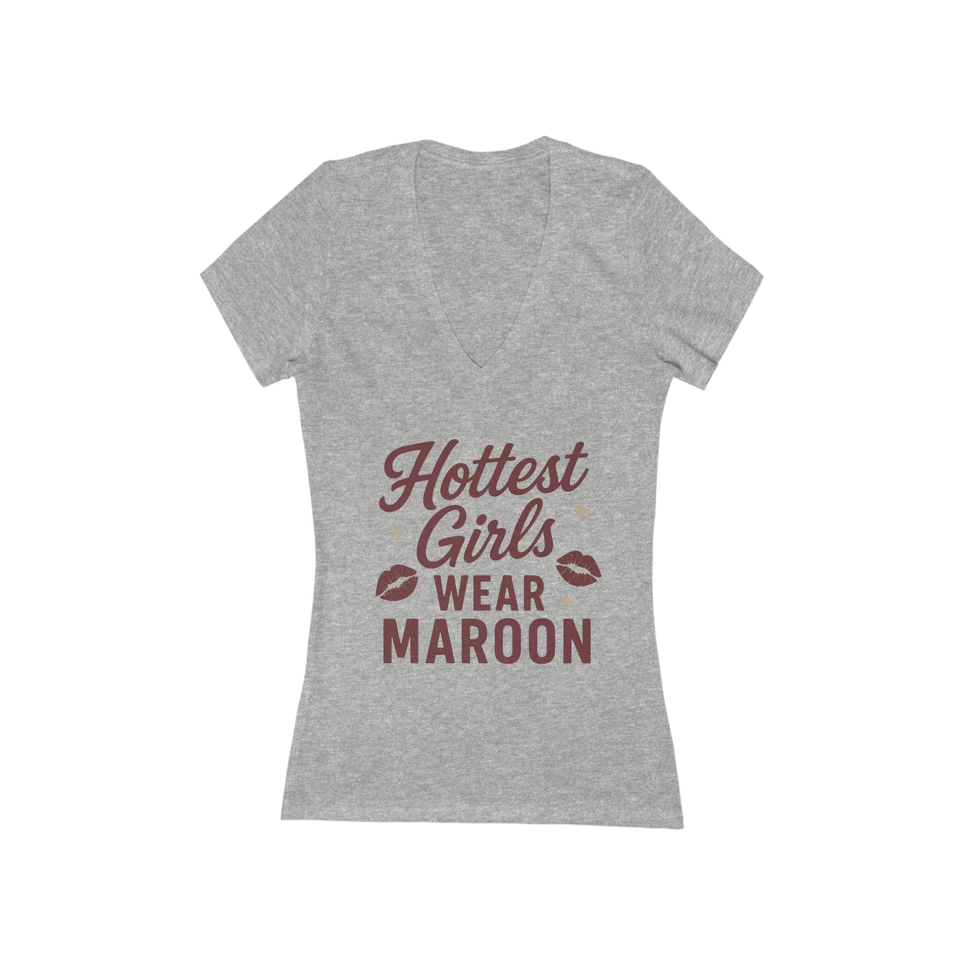 "Hottest Girls Wear Maroon" Women's Deep V-Neck - Sweet Baby Jeez Teez