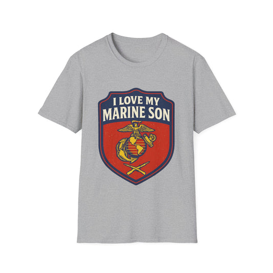 "I Love My Marine Son" Military Patriotic Softstyle Tshirt for Marine Parents