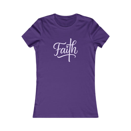 Cross-ed T Faith Christian Women's Fitted Tshirt (Lilac Logo)