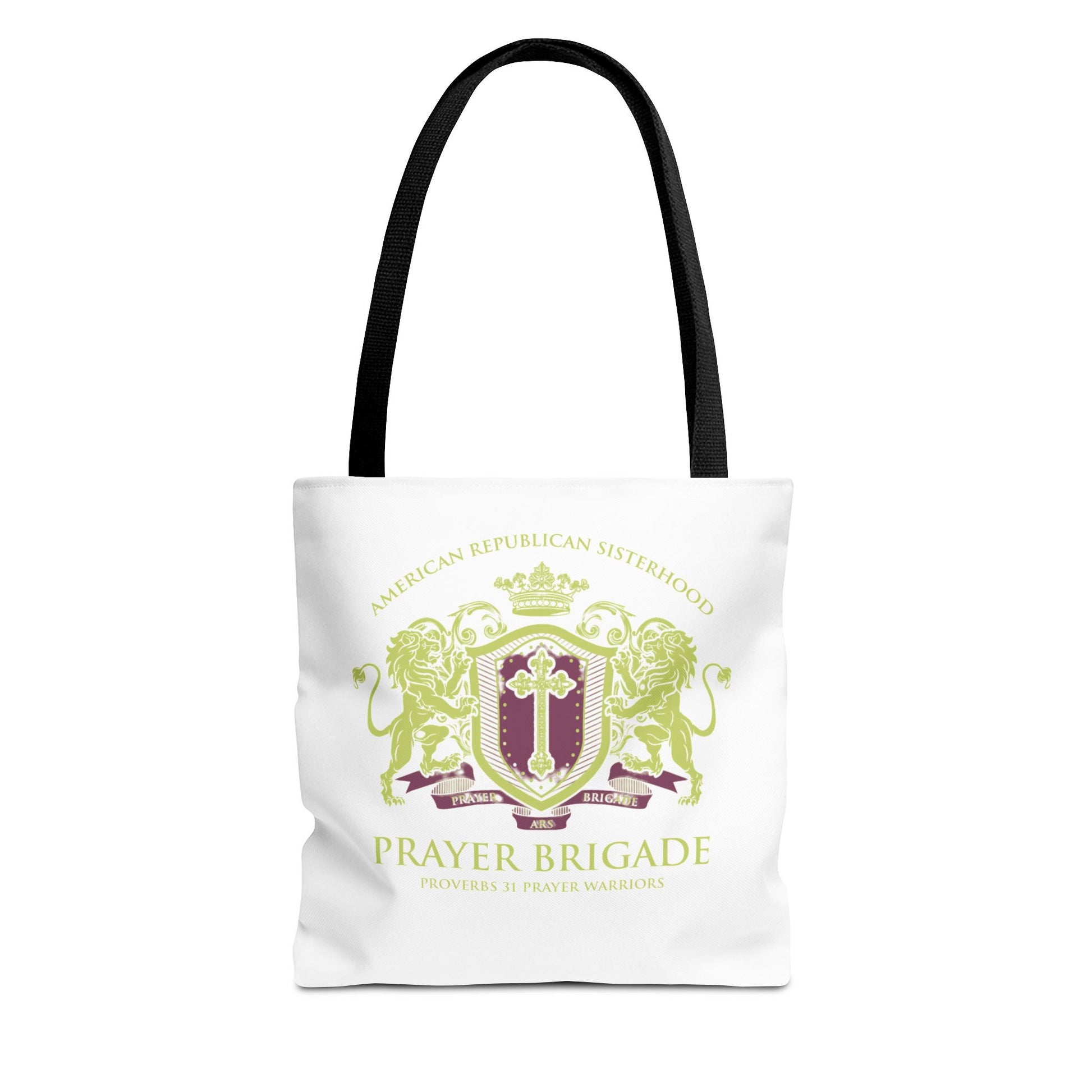 ARS Prayer Brigade Tote Bag (White with Green/Purple Logo) - Sweet Baby Jeez Teez