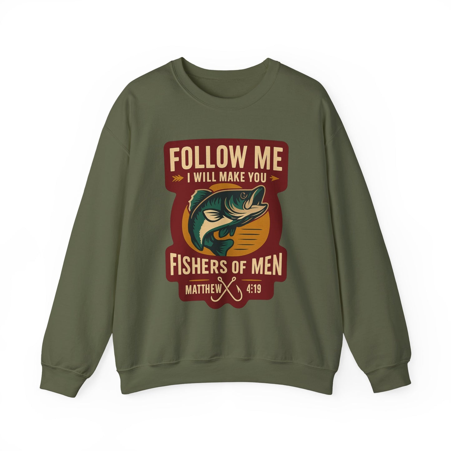 "Follow Me" Fisherman Bible Verse Crewneck Sweatshirt