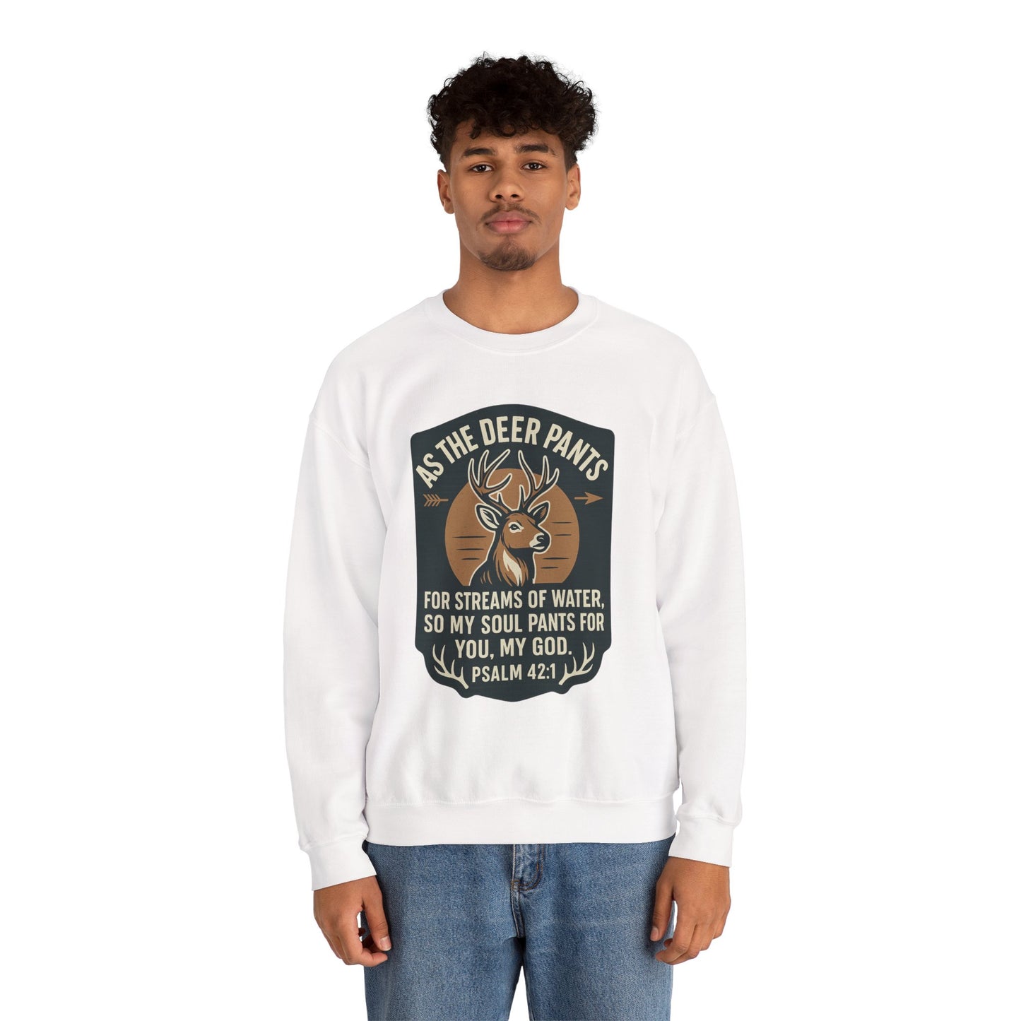 Psalm 42:1 "As the Deer" Bible Verse Cozy Sweatshirt
