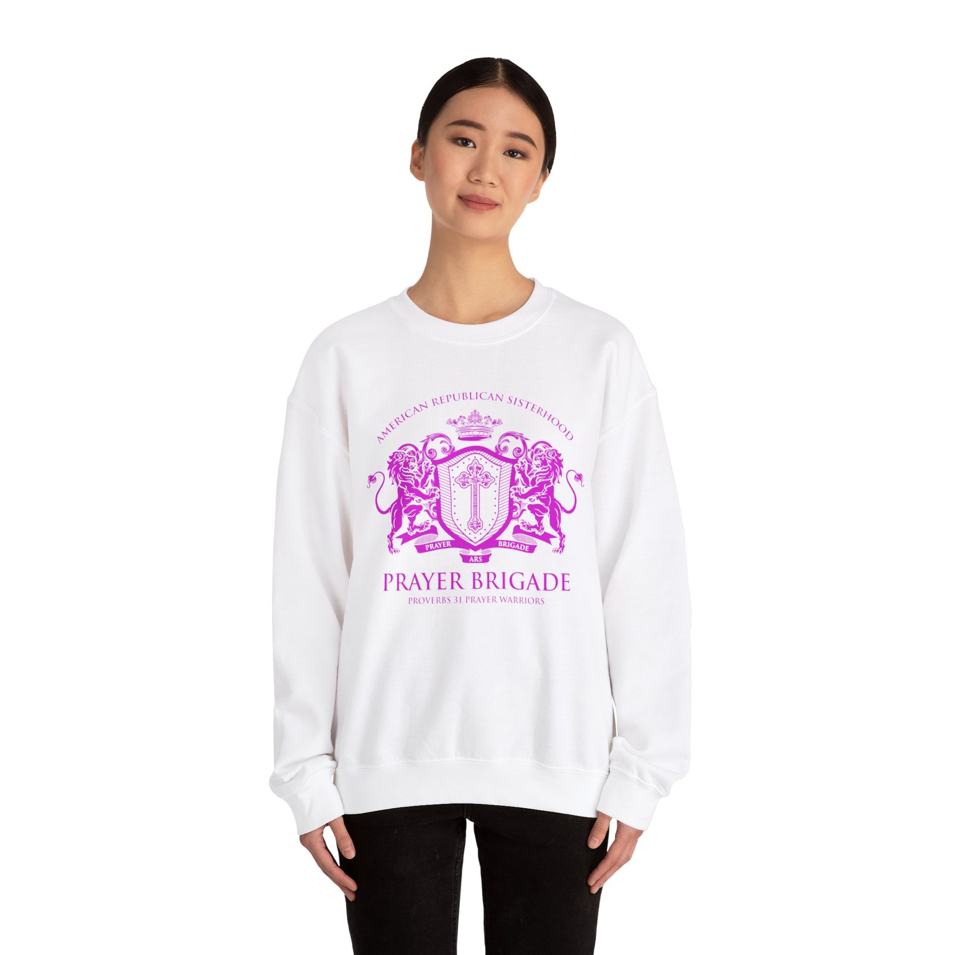 ARS Prayer Brigade Unisex Sweatshirt (Dark Gray with Hot Pink Logo) - Sweet Baby Jeez Teez