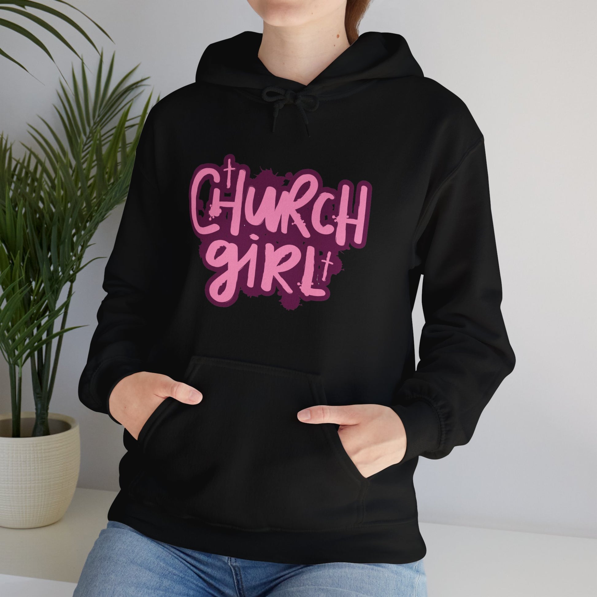 Church Girl Women's Hoodie (Pinks Logo) - Sweet Baby Jeez Teez