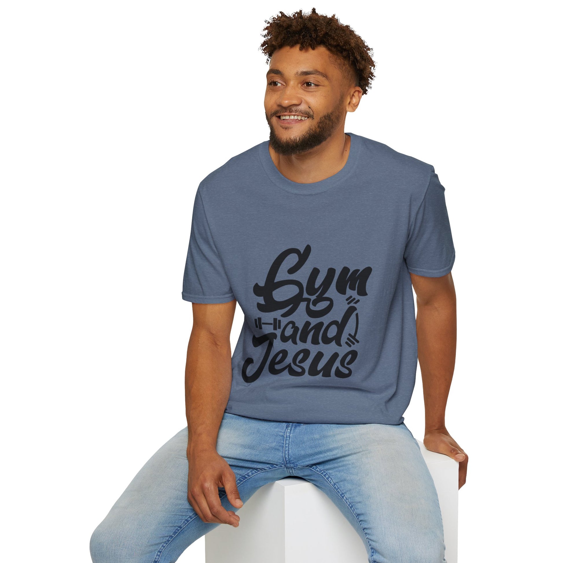 Gym and Jesus Men's Tshirt (Black Logo) - Sweet Baby Jeez Teez