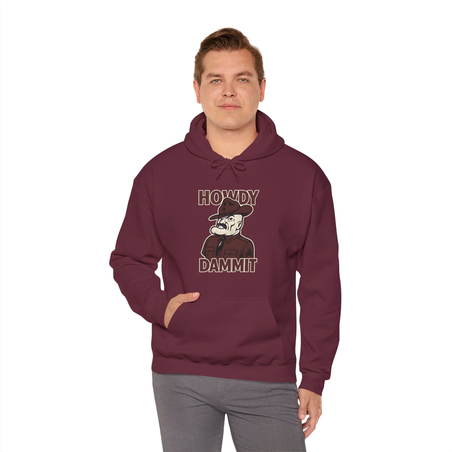 Howdy Dammit Men's Hoodie (Aggie - Old Sarge Logo)