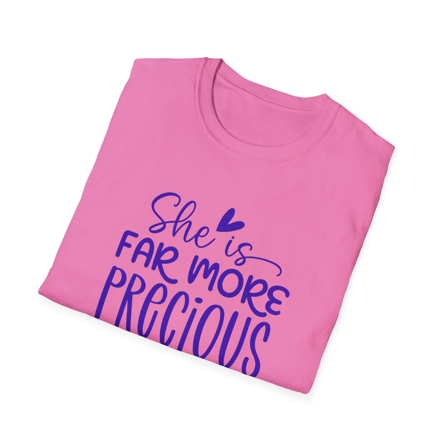 Far More Precious Women's Relaxed/Plus Tshirt (Cobalt Logo) - Sweet Baby Jeez Teez