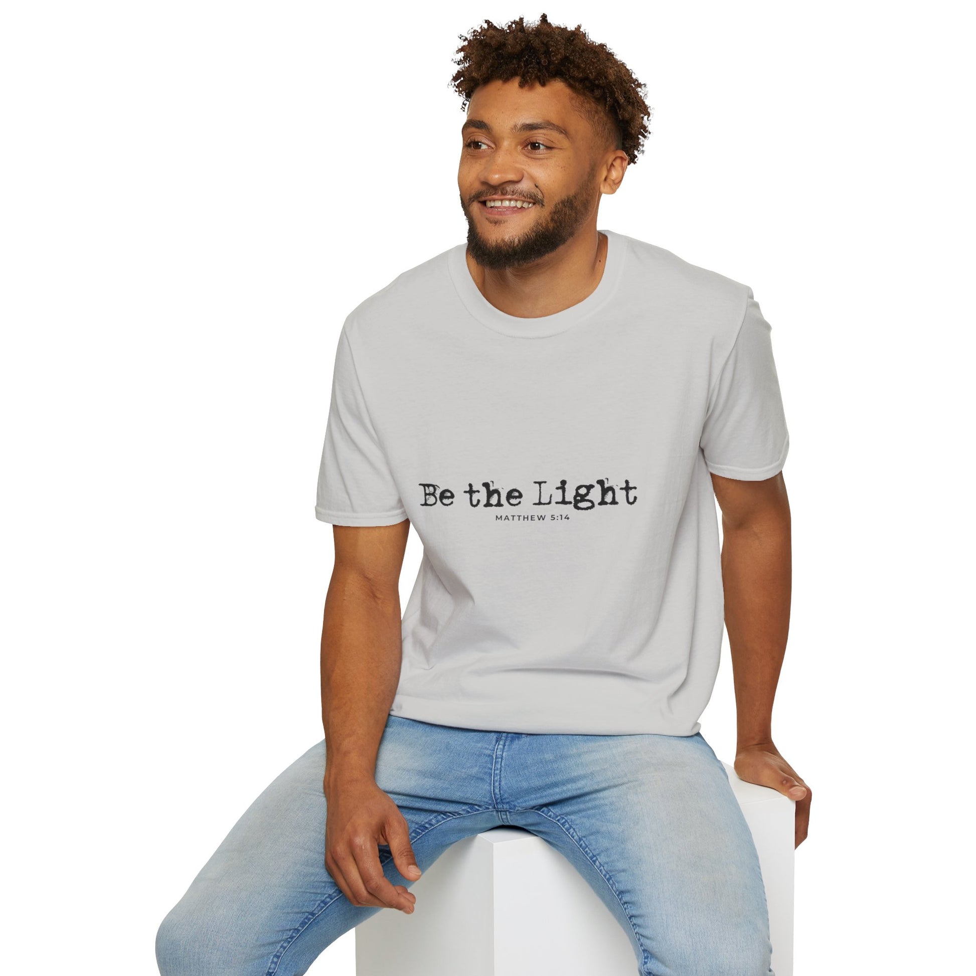 Be the Light Mens Relaxed Tshirt (Black Logo) - Sweet Baby Jeez Teez
