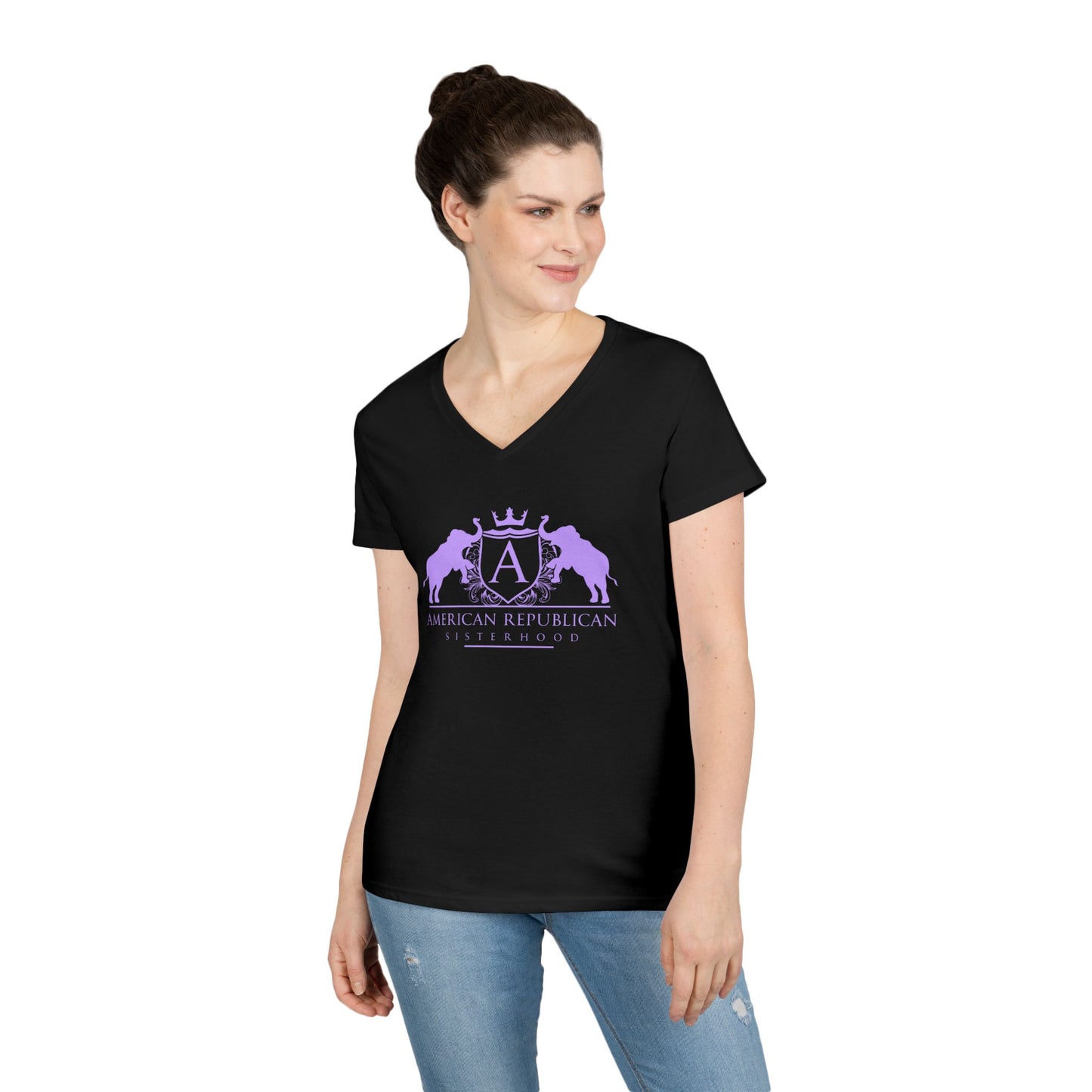 ARS Logo Ladies V-Neck Tshirt (ARS - T Lilac Logo) - Sweet Baby Jeez Teez