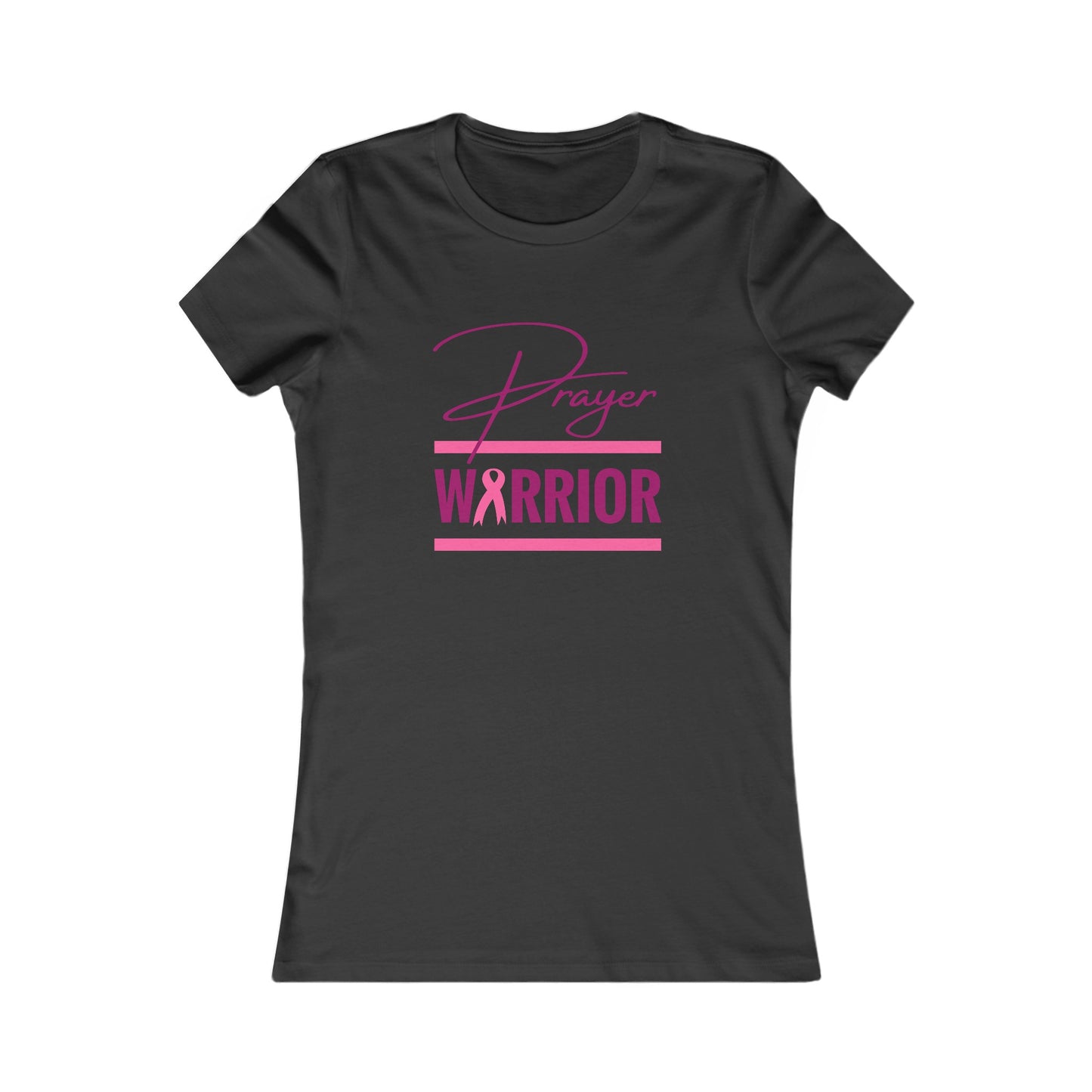 Prayer Warrior Breast Cancer Women's Fitted Tshirt (Pink Logo) - Sweet Baby Jeez Teez