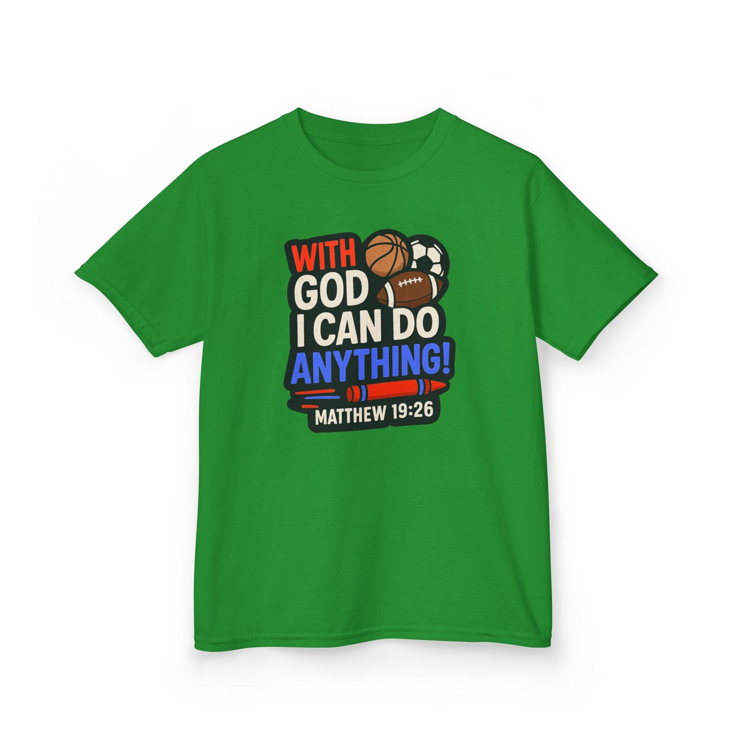 "With God I Can Do Anything!" Bible Verse Christian Boy's Inspirational Tshirt