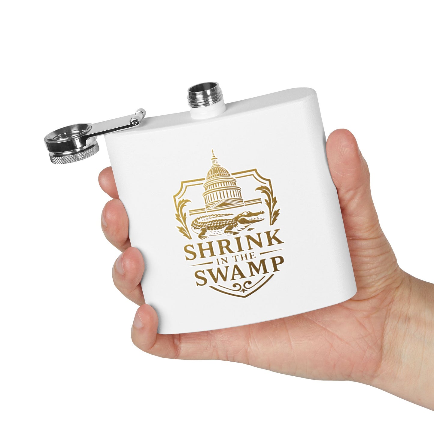 Shrink in the Swamp [TM] Stainless Steel Flask - Sweet Baby Jeez Teez