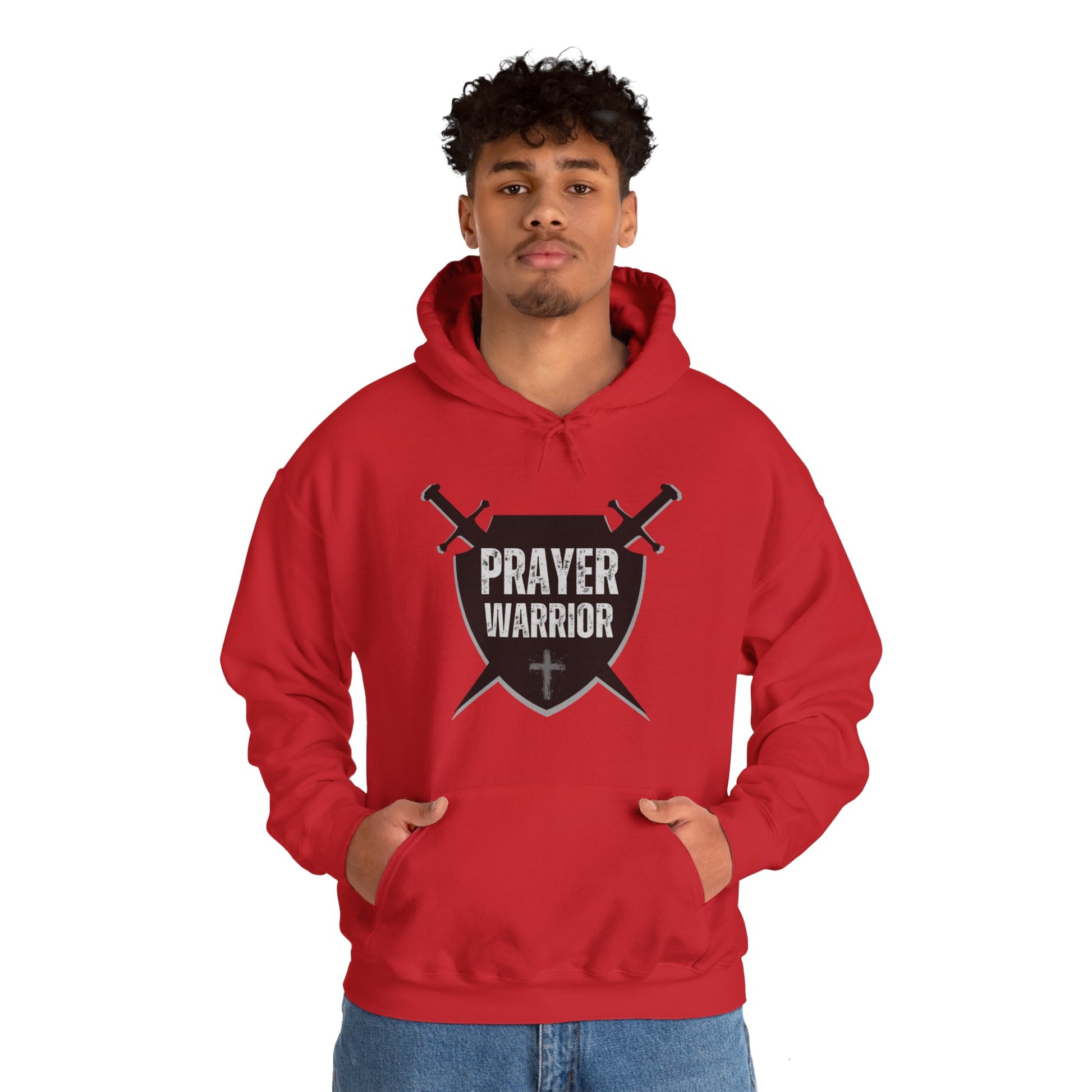 Prayer Warrior Shield Men's Hoodie (Black Logo) - Sweet Baby Jeez Teez