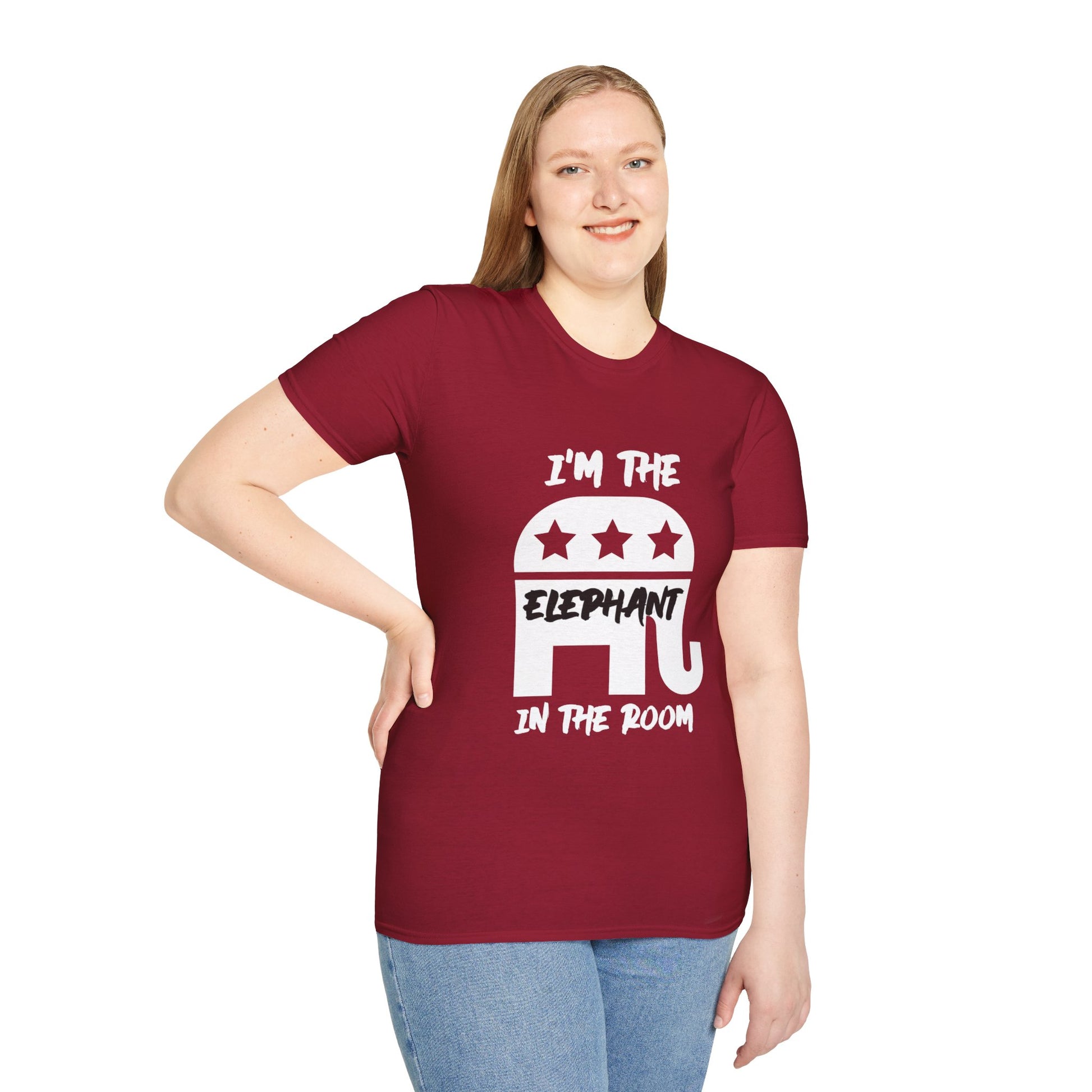 Elephant Women's Relaxed/Plus Tshirt (White/Black Logo) - Sweet Baby Jeez Teez