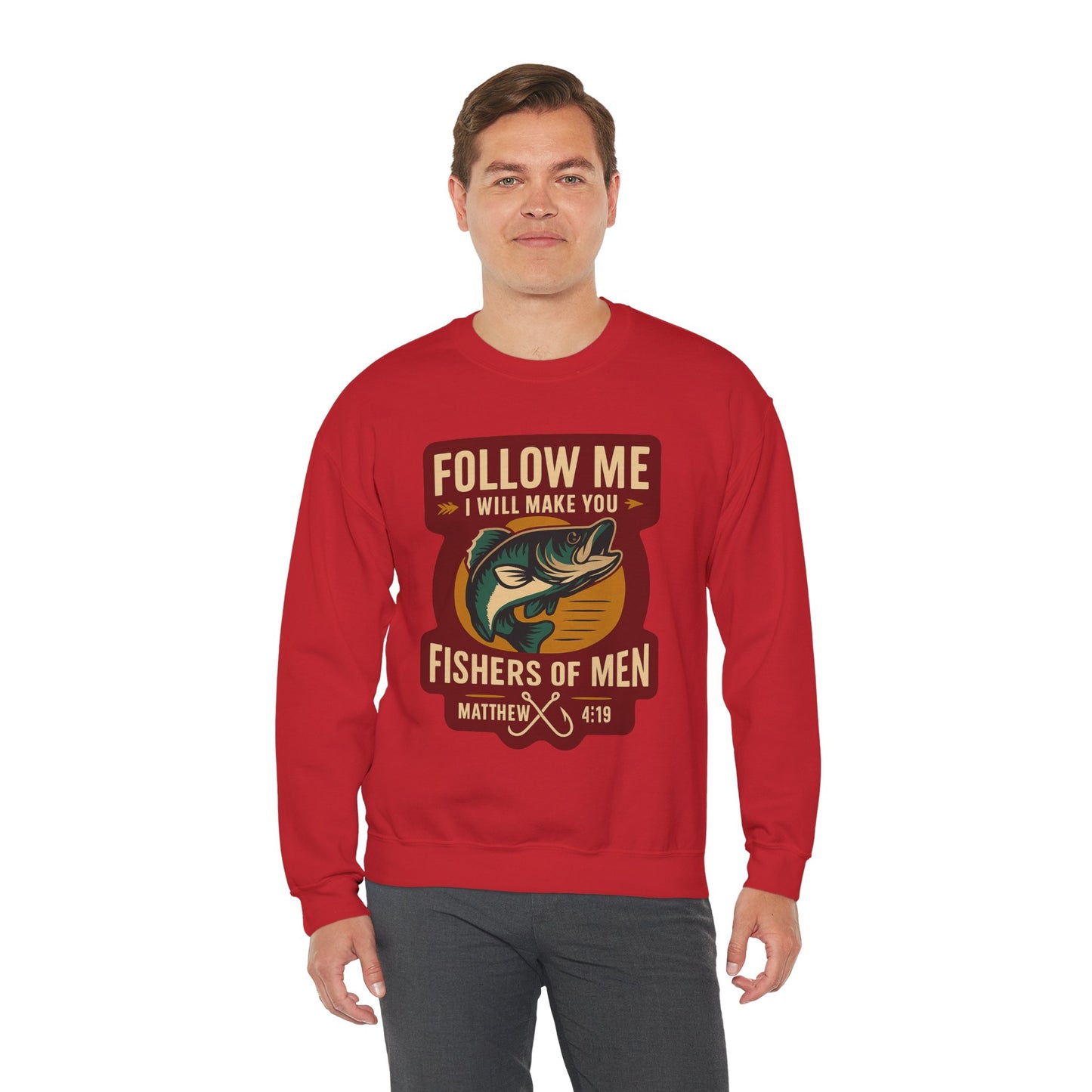 "Follow Me" Fisherman Bible Verse Crewneck Sweatshirt