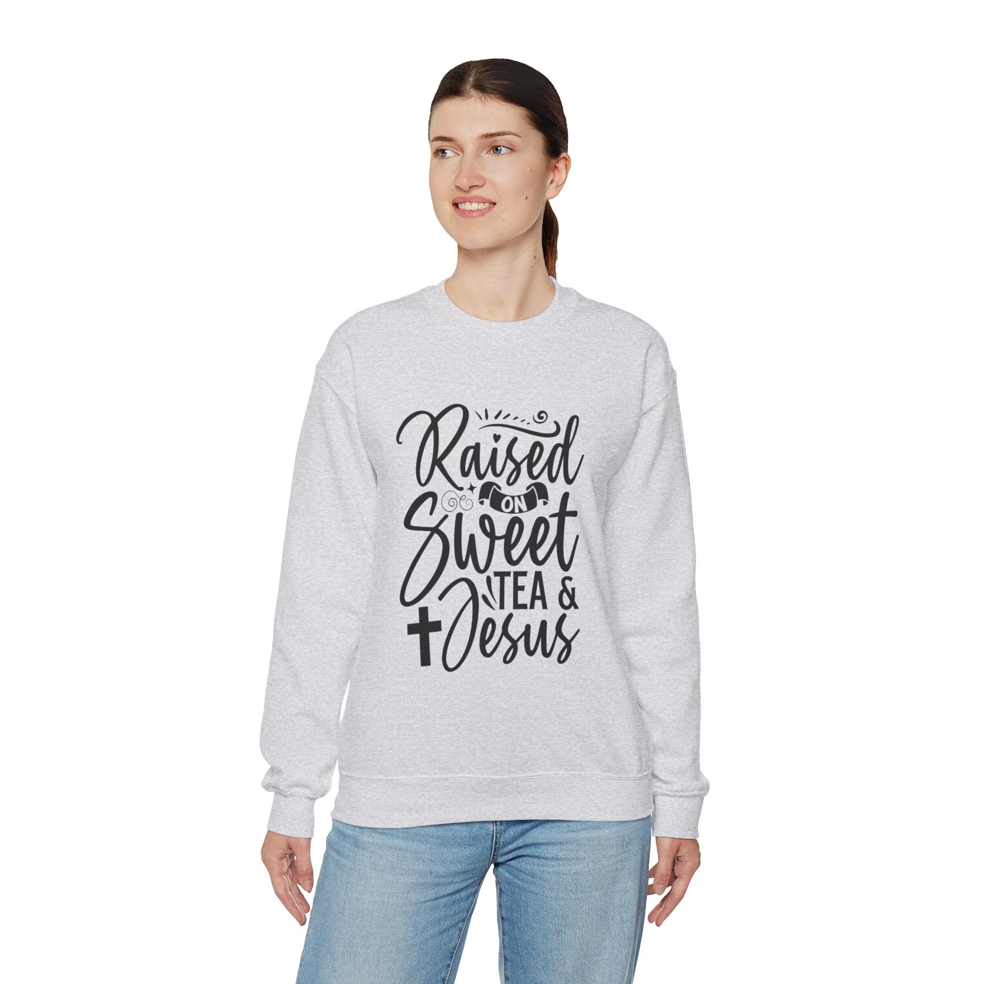 Sweet Tea and Jesus Women's Relaxed Sweatshirt (Black Logo) - Sweet Baby Jeez Teez