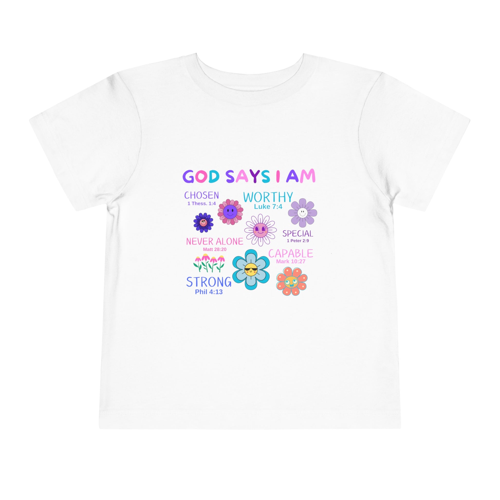 God Says I am Toddler Tshirt (Flower Logo) - Sweet Baby Jeez Teez