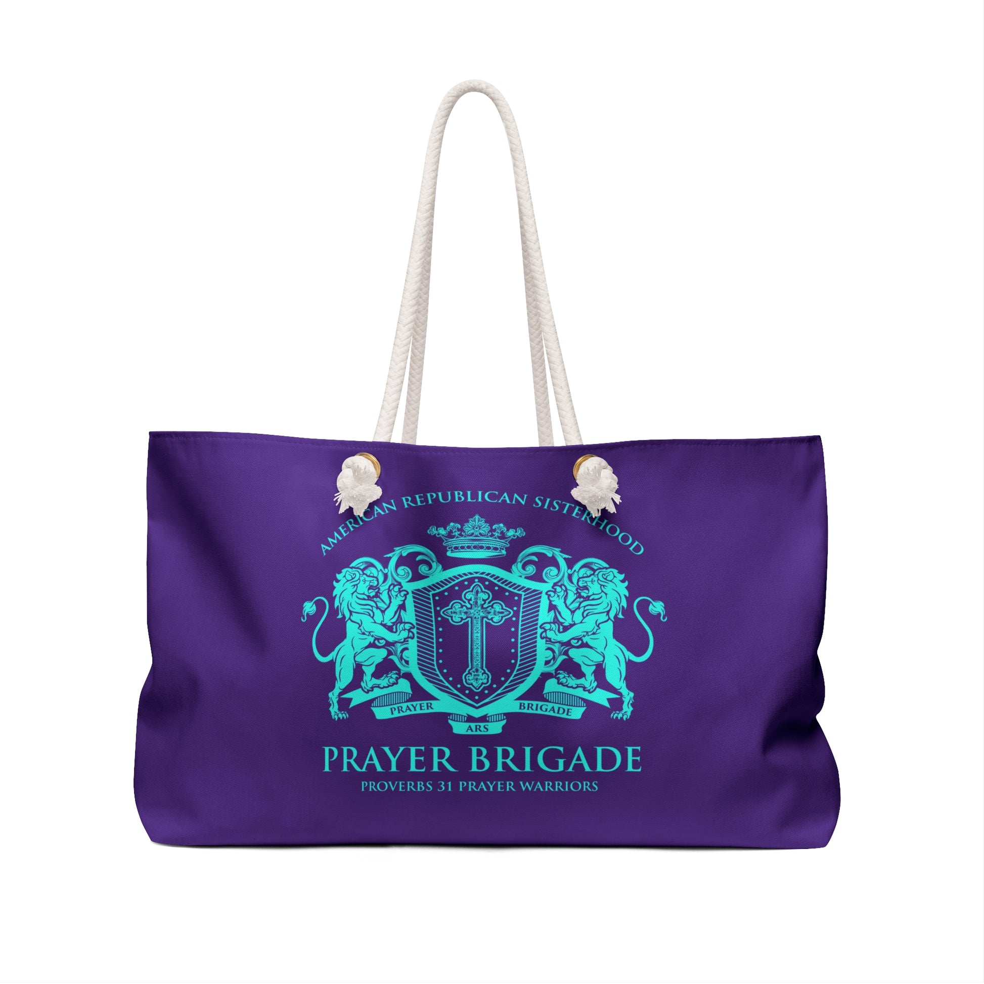 ARS Prayer Brigade Weekender Bag (Purple with Agua Logo) - Sweet Baby Jeez Teez
