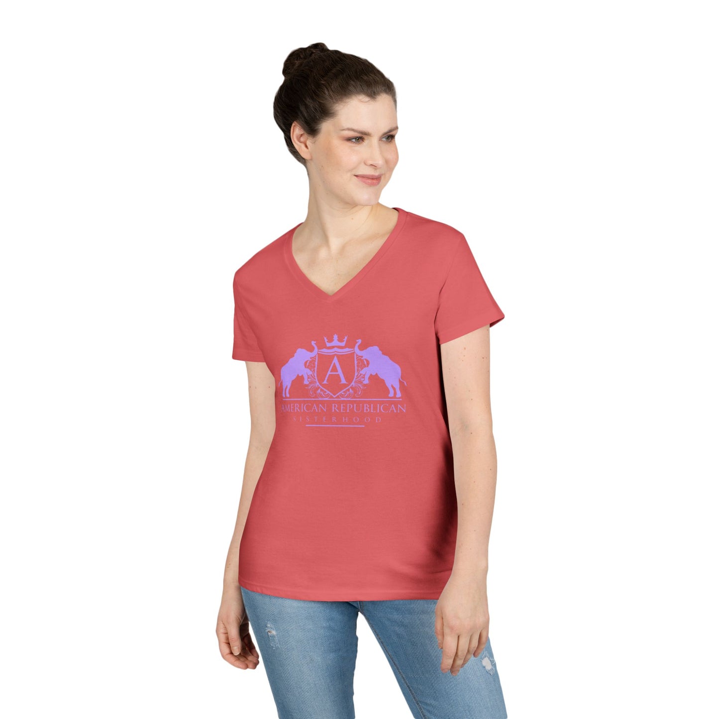ARS Logo Ladies V-Neck Tshirt (ARS - T Lilac Logo) - Sweet Baby Jeez Teez