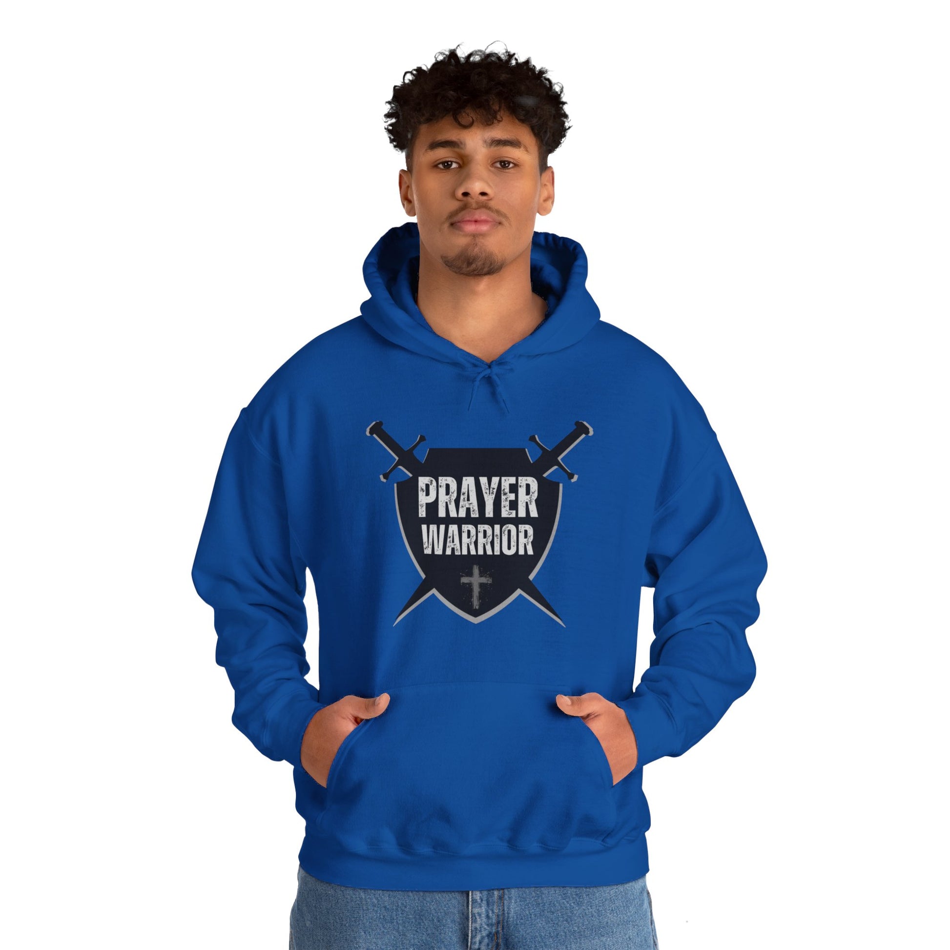 Prayer Warrior Shield Men's Hoodie (Black Logo) - Sweet Baby Jeez Teez