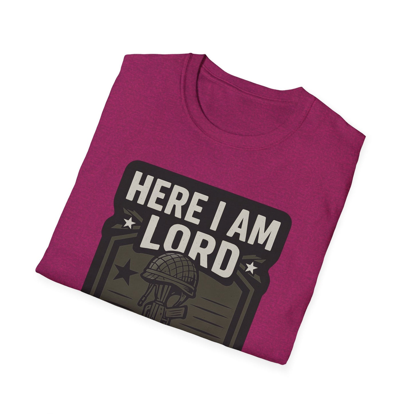 "Here I Am Lord Send Me" Bible Verse Inspirational Faith T-Shirt (Military Logo)