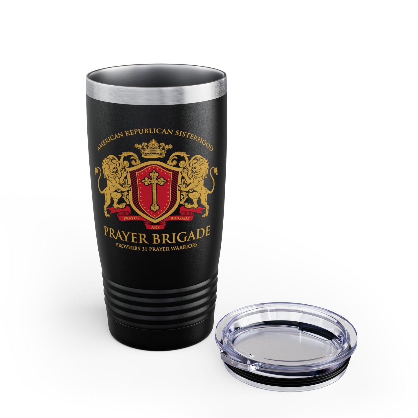 ARS Prayer Brigade Tumbler (20oz - Black with Gold/Red Logo)