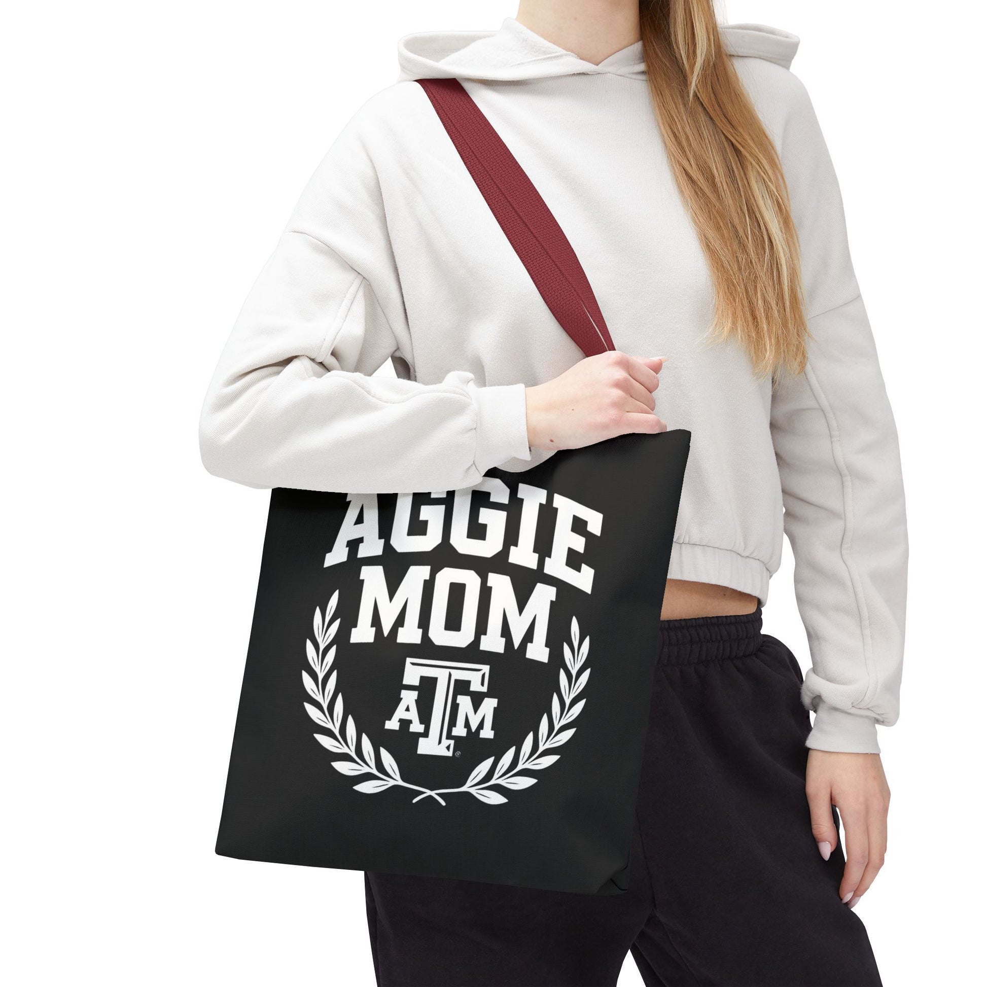 "Aggie Mom" Tote Bag - Multiple Sizes, Different Color Straps - Sweet Baby Jeez Teez